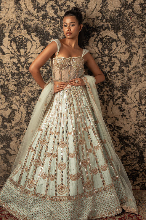 Embroidered Mirror Sequin Lehenga Set