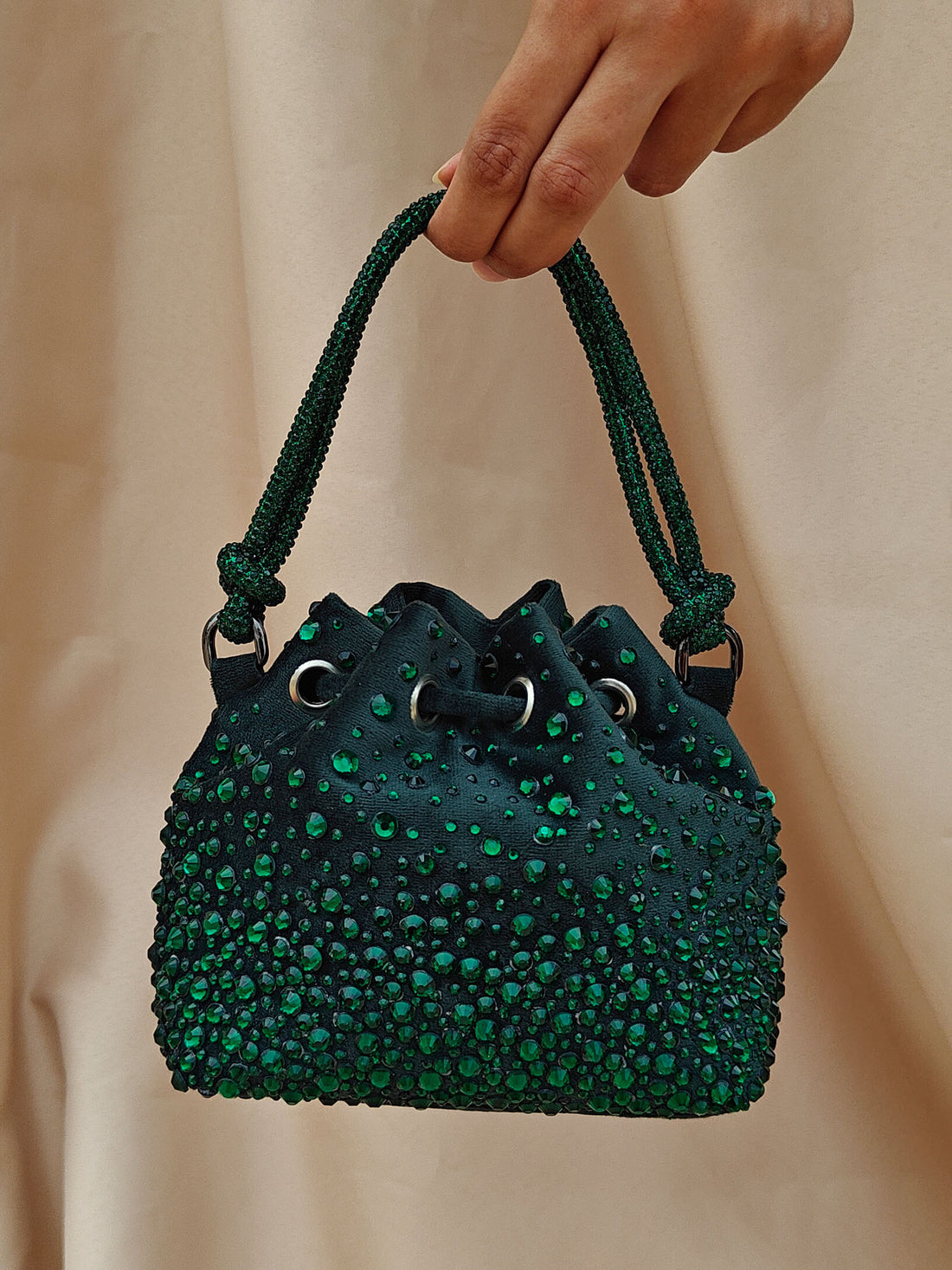 The Micro Bucket Bag In Bottle Green