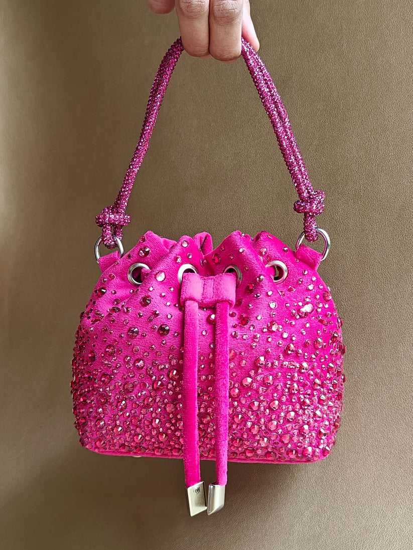 The Micro Bucket Bag In Hot Pink