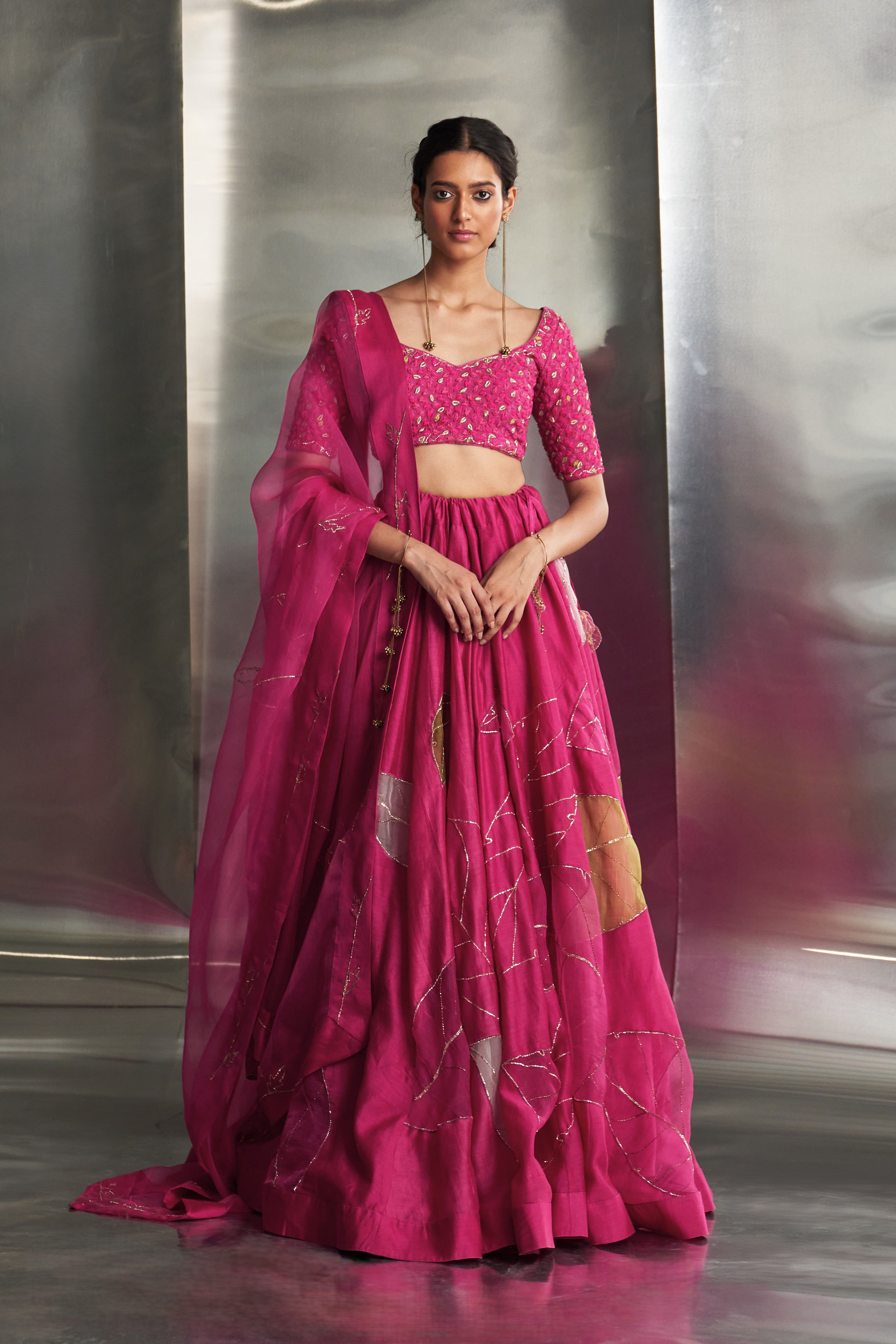 CY Charkhee Mulberry Pop Pink Lehenga Front 1