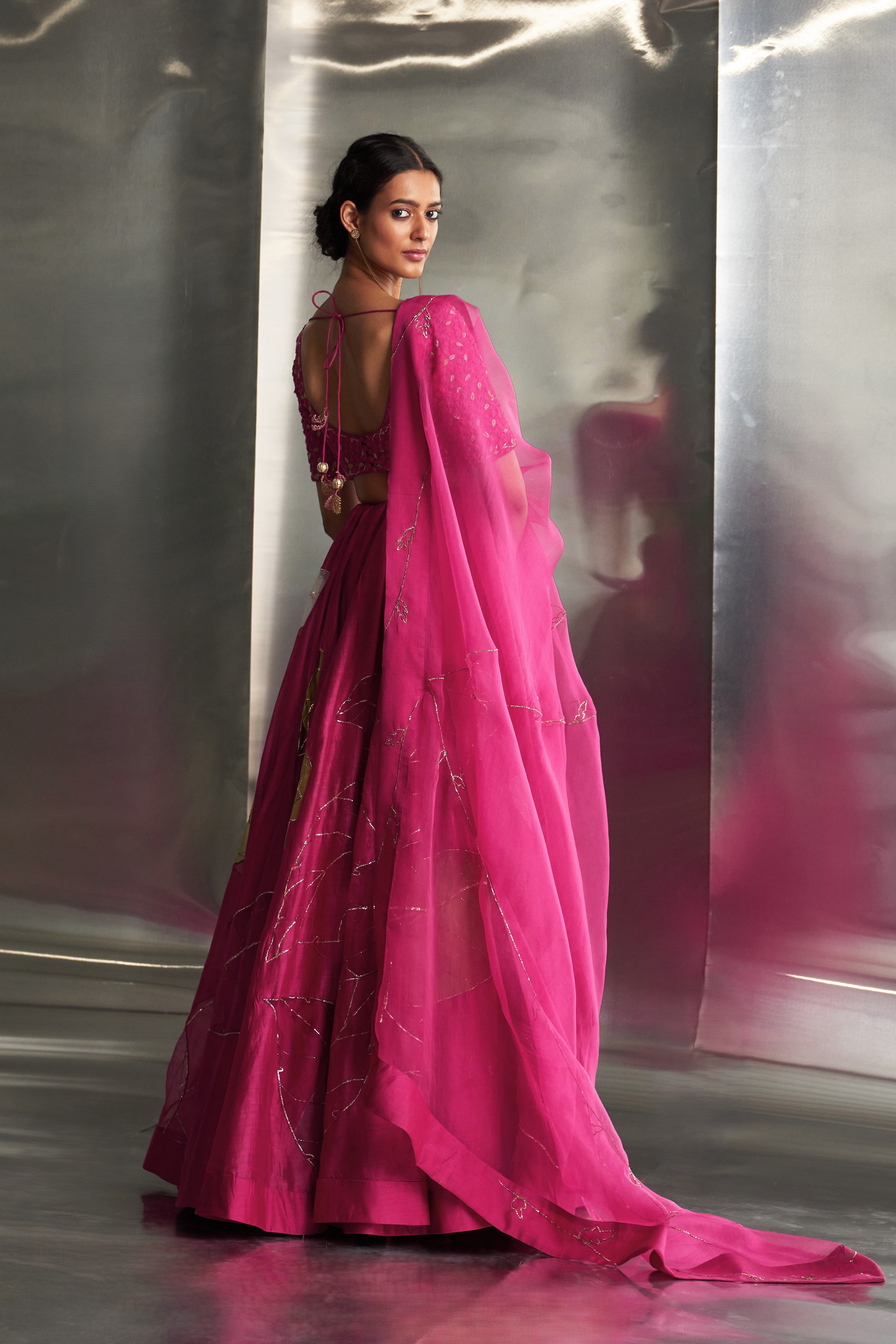 CY Charkhee Mulberry Pop Pink Lehenga Side 1