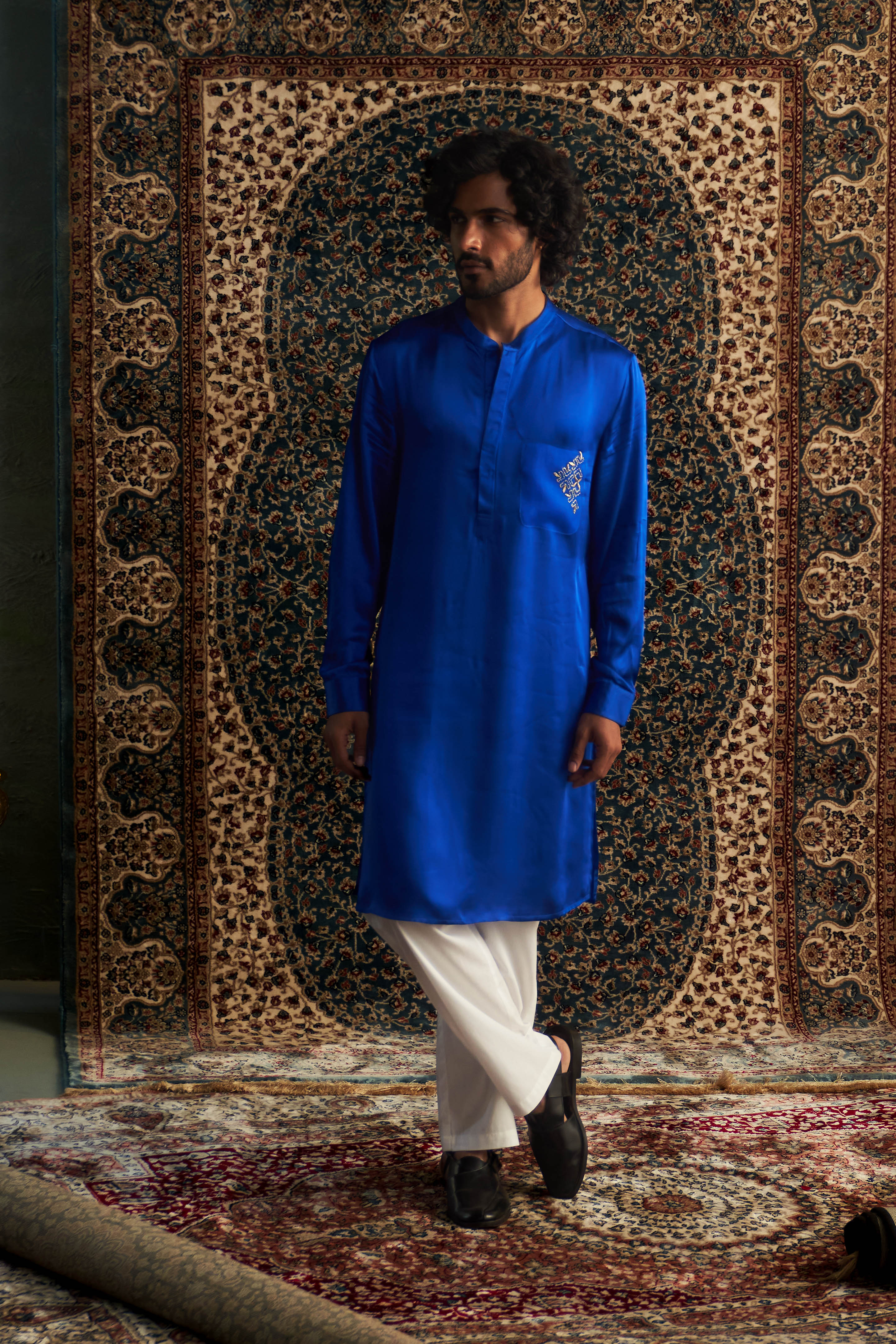 CY Charkhee Blue Kurta Set Front 1