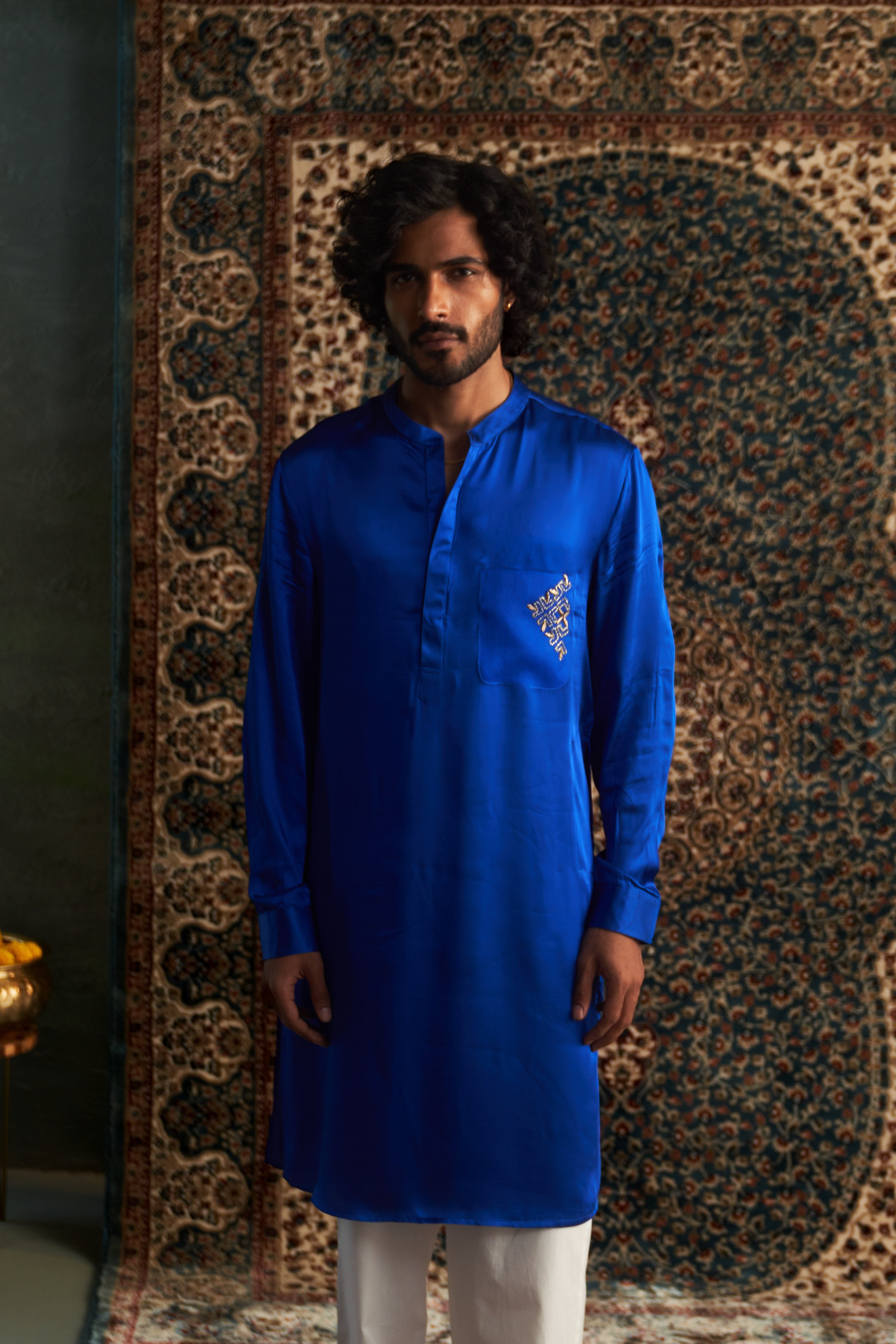 CY Charkhee Blue Kurta Set Closeup 1