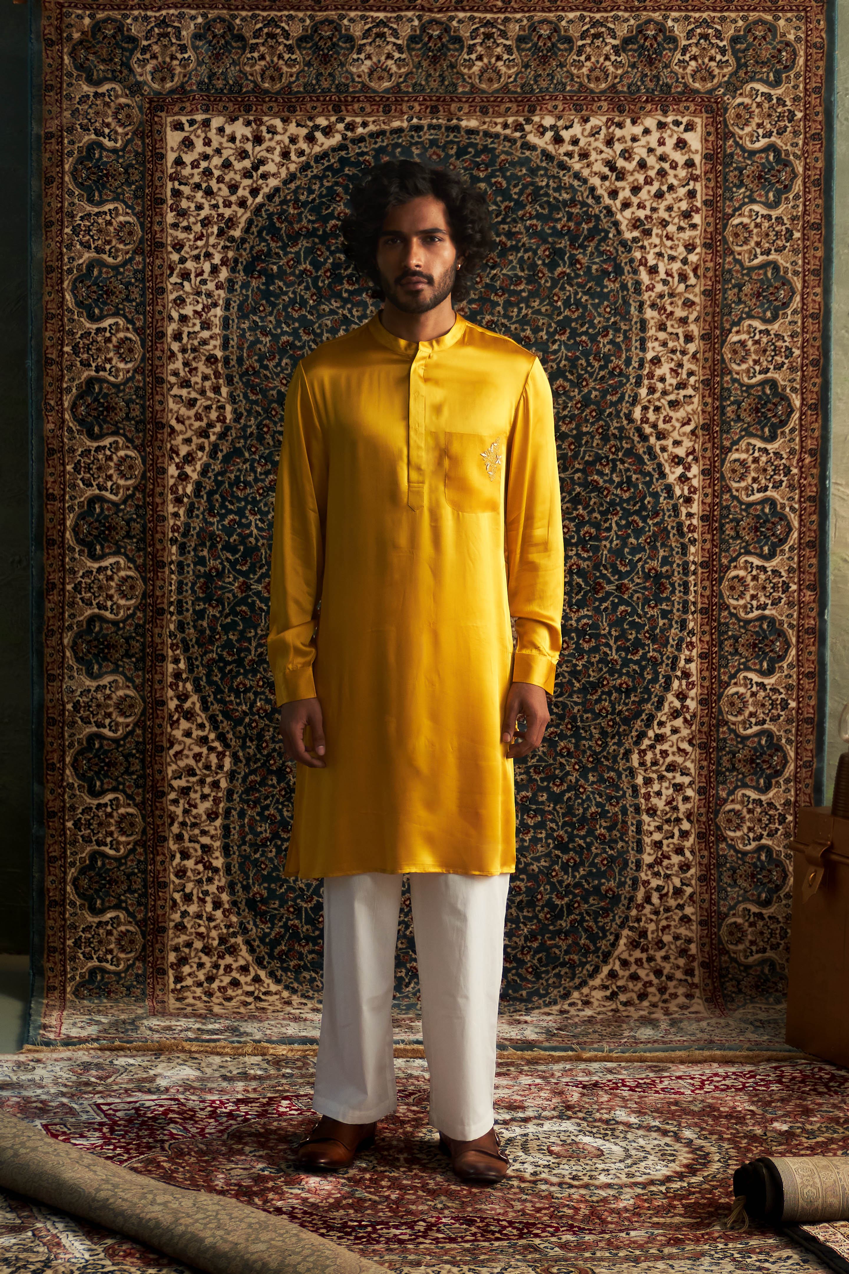 CY Charkhee Marigold Kurta Set Front 1