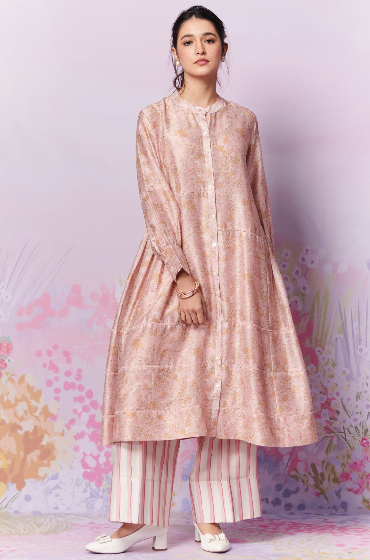 Petite Blooms Kurta And Trousers Co-Ord Set