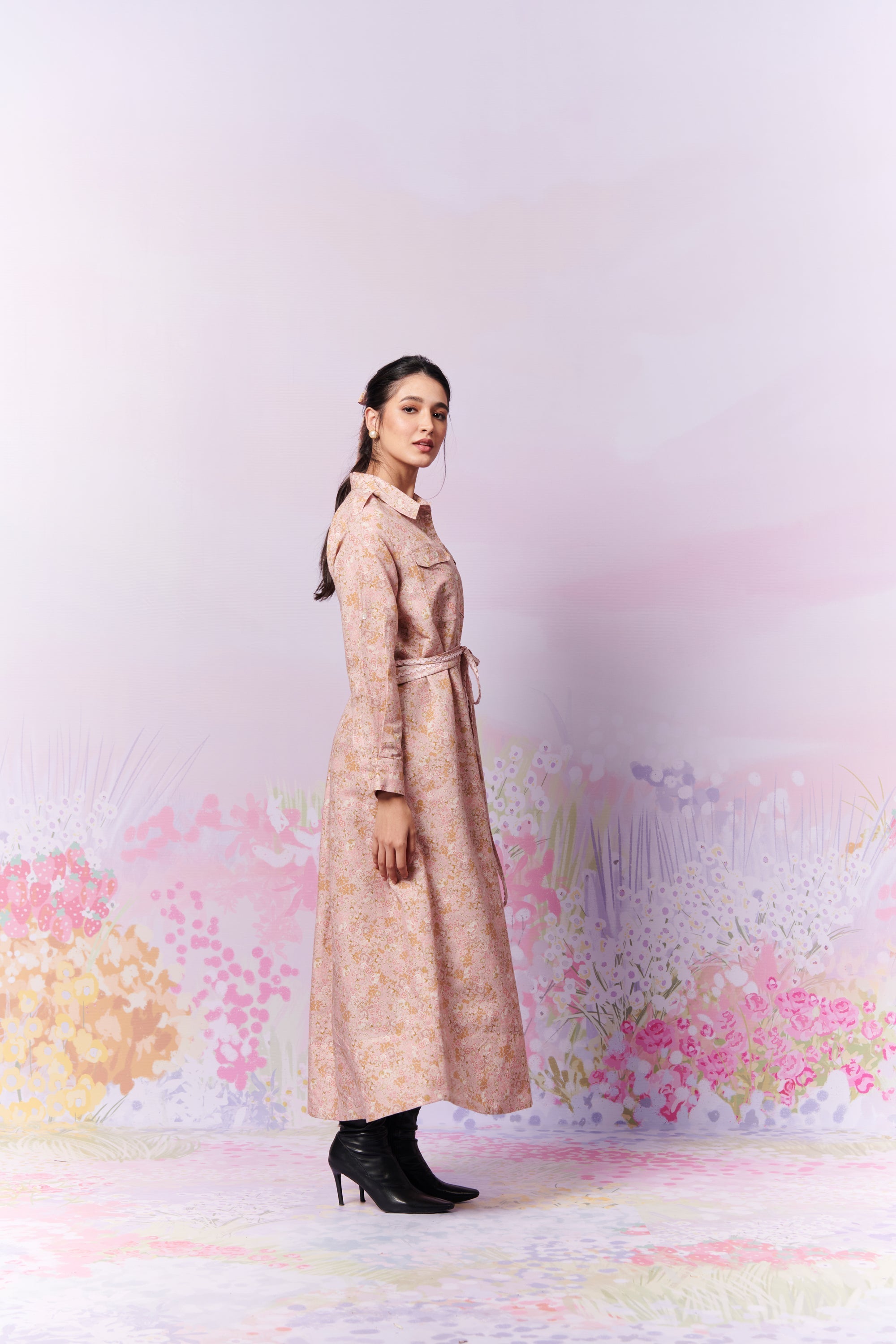 Petite Blooms Long shirt dress