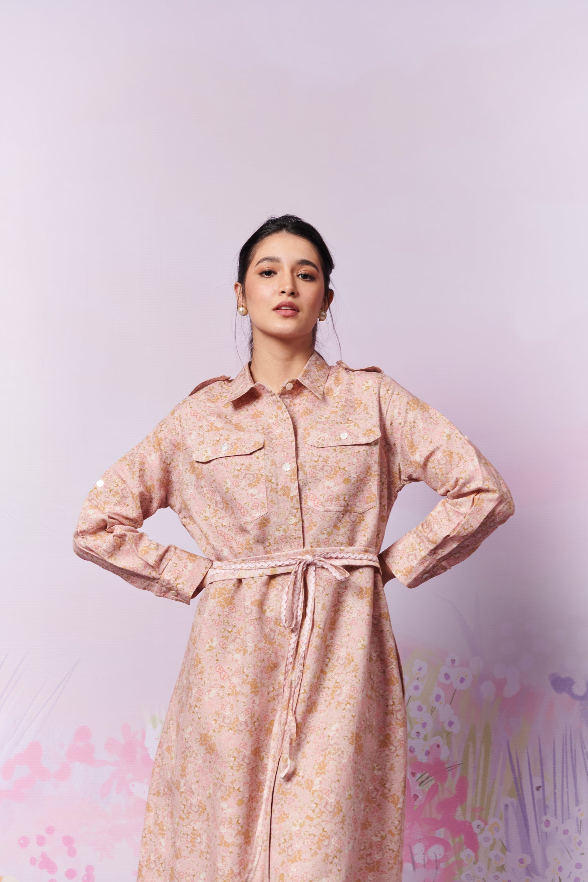 Petite Blooms Long shirt dress