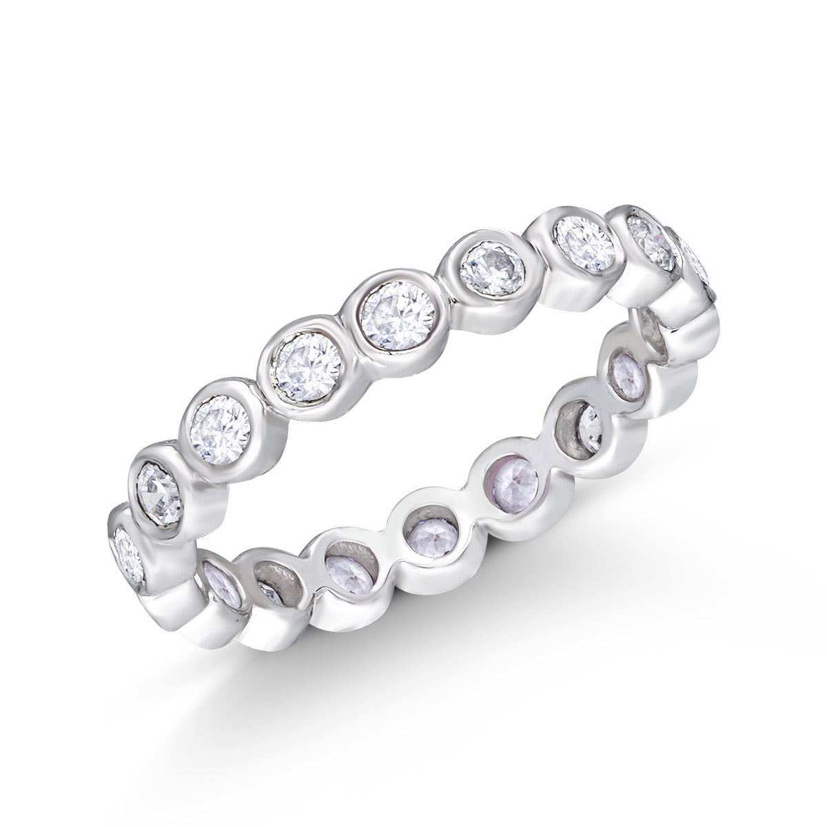 Round Cut White Swarovski Zirconia Eternity Band