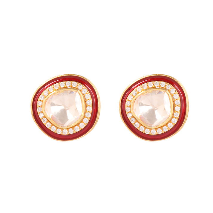 CY Sica Jewellery Enamelled Polki Earrings Front 1