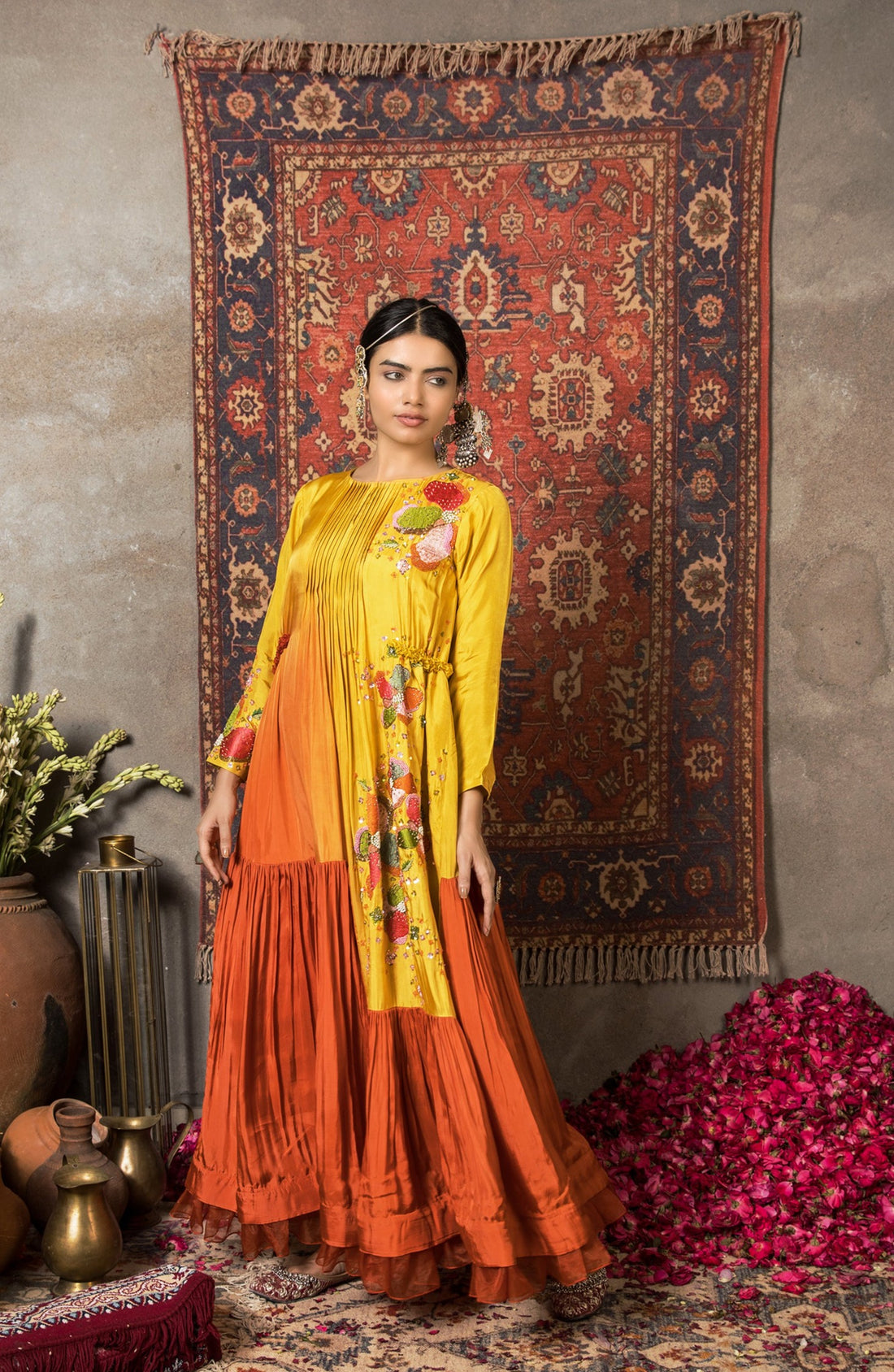 Naaz-Sunset Shaded Silk Dress