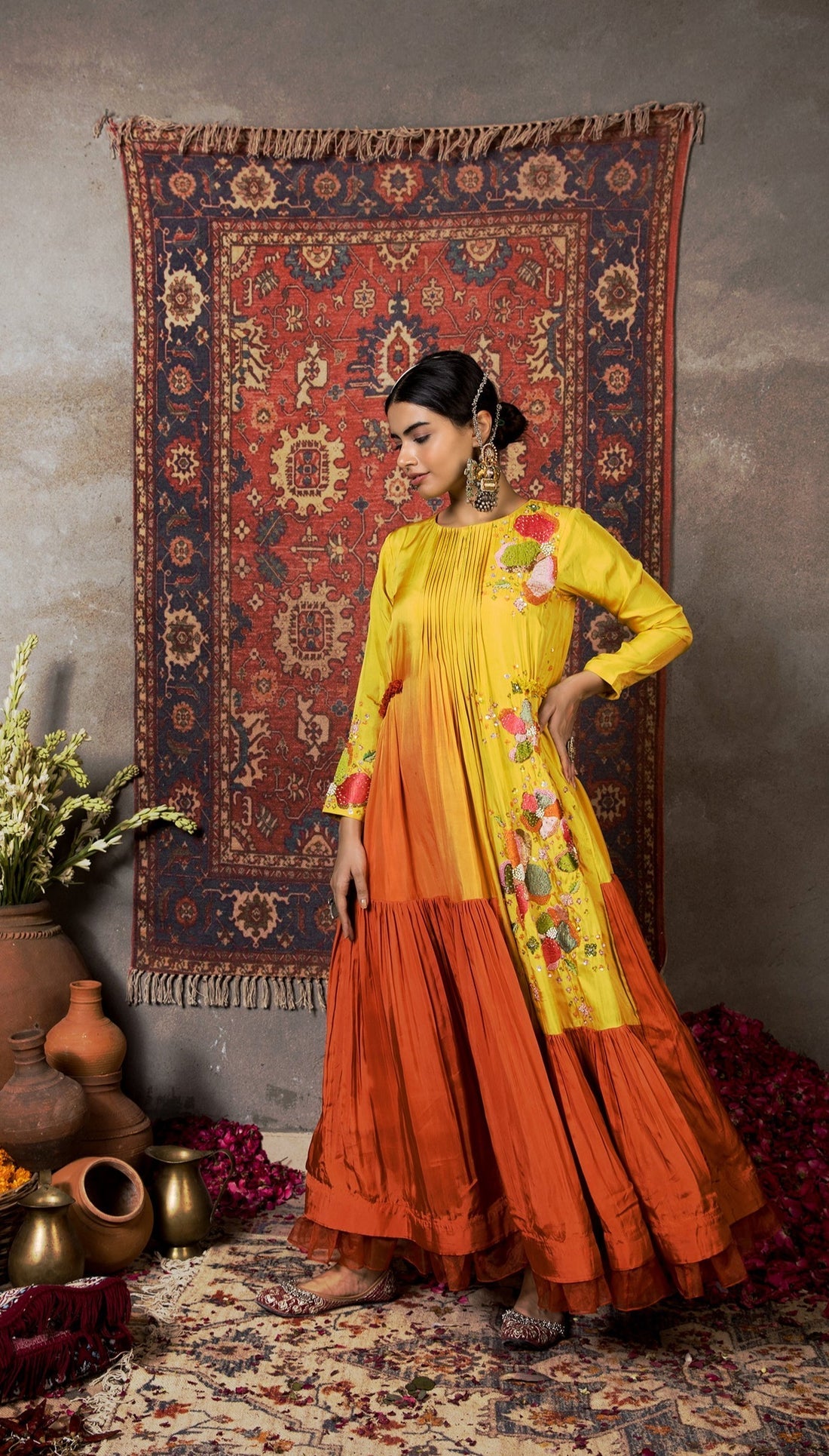 Naaz-Sunset Shaded Silk Dress