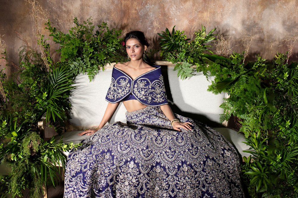 Jayanti Reddy Raw Silk Embroidered Cape Lehenga Set | Purple, Floral, Raw  Silk, Open, Flared Sleeves | Cape lehenga, Indian designer outfits, Raw silk