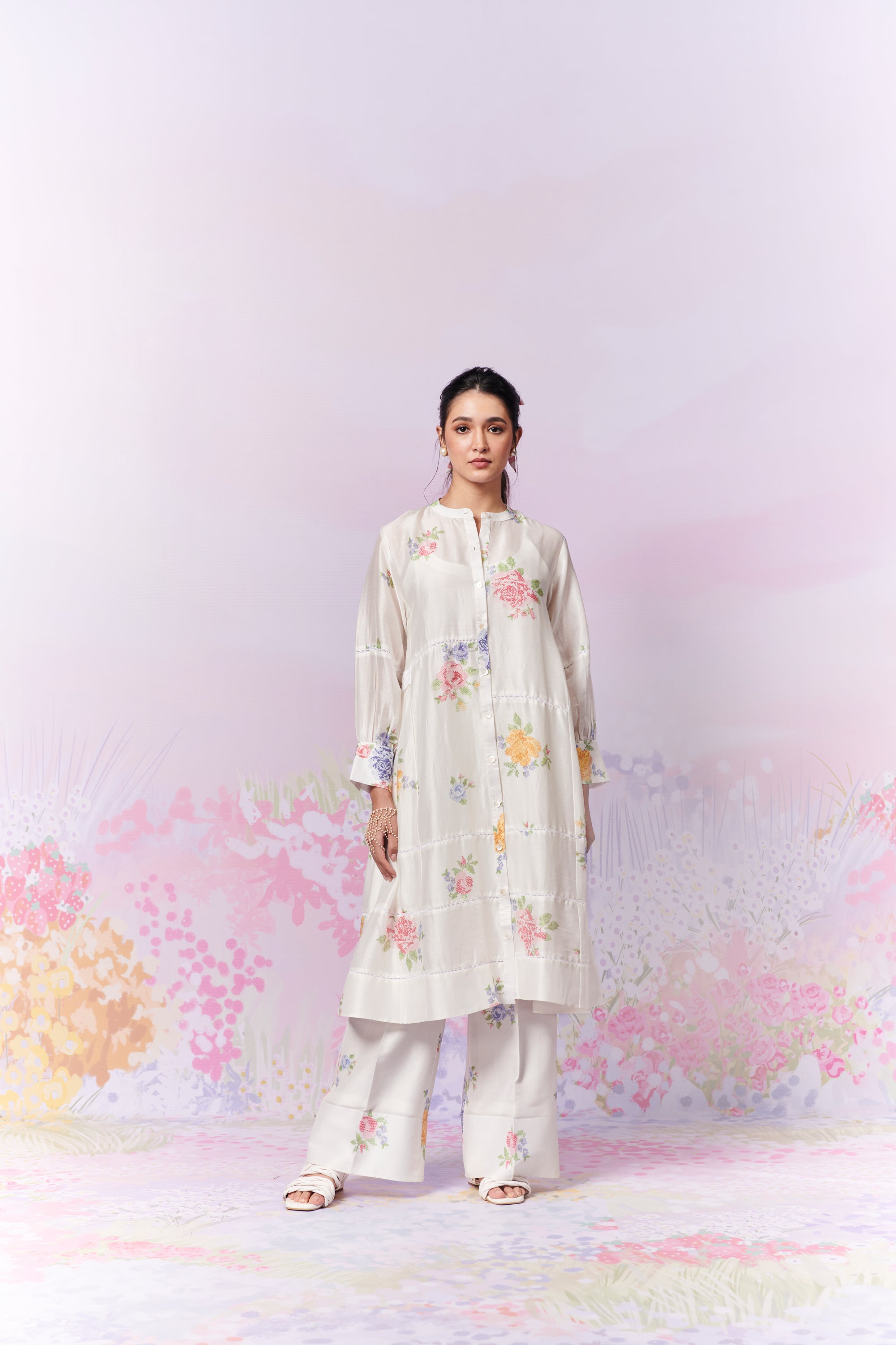 Summer Rose Kurta And Trousers Co-Ord Set