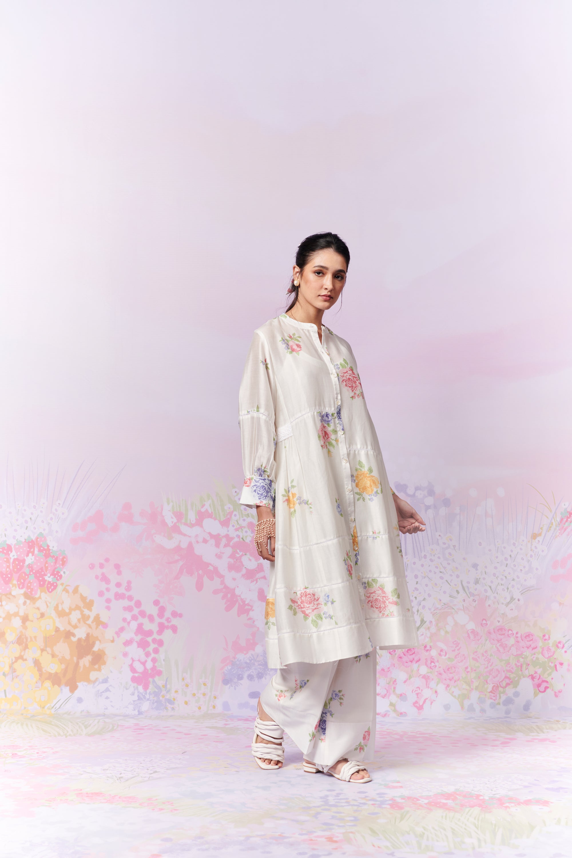 Summer Rose Kurta And Trousers Co-Ord Set