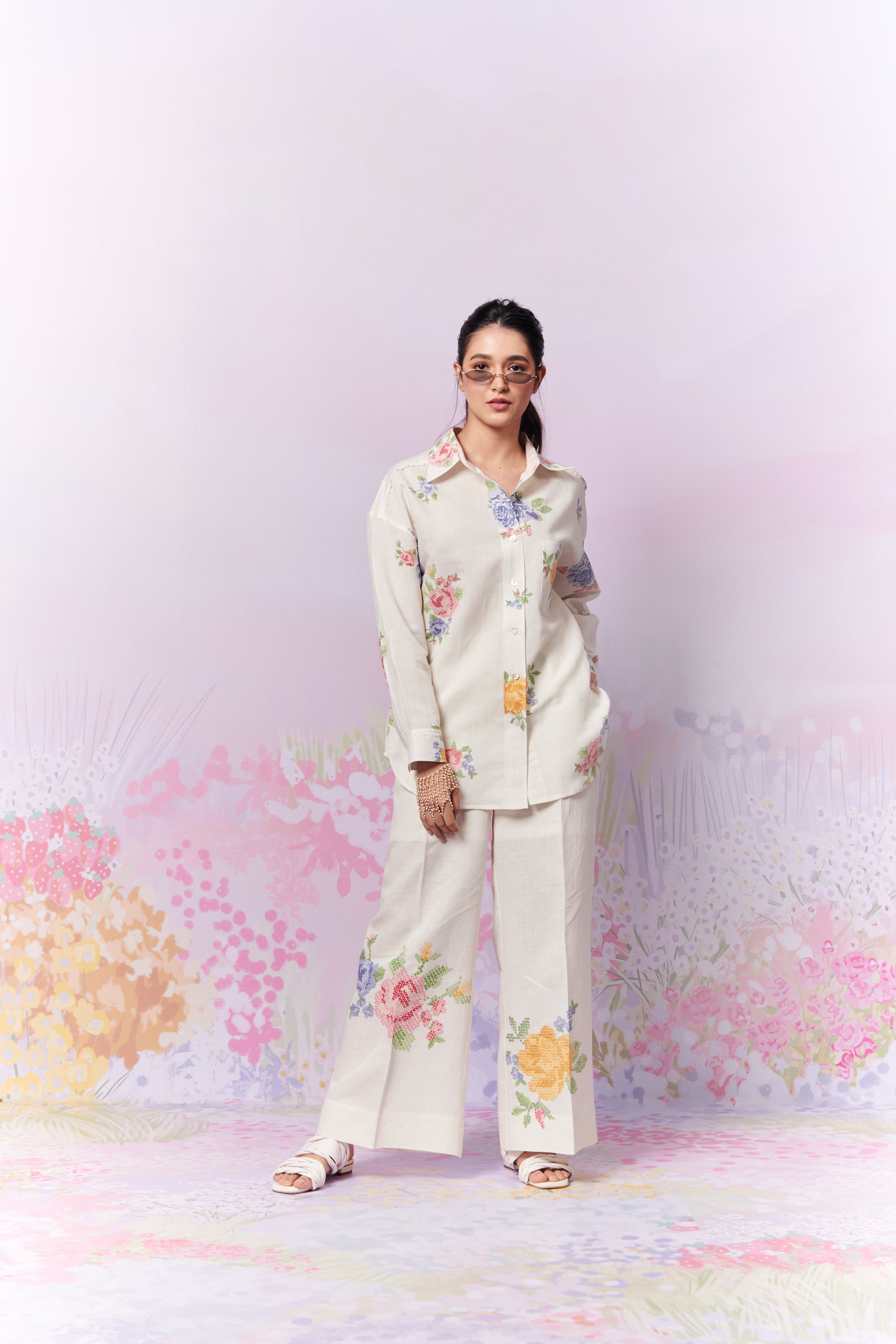 Summer Rose Shirt And Trousers Co-Ord Set