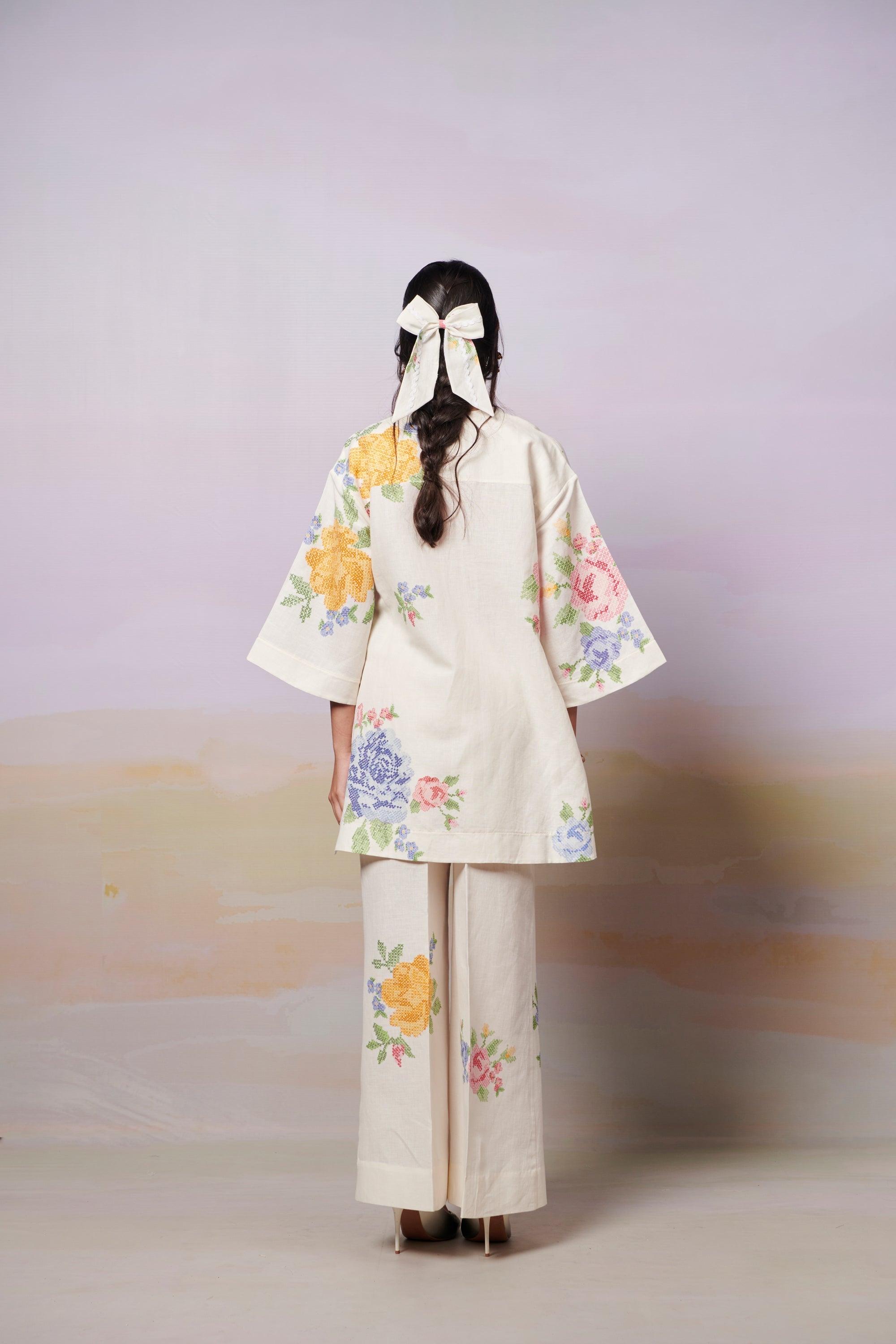 Summer Rose Kurta shirt And Trousers Co-Ord Set