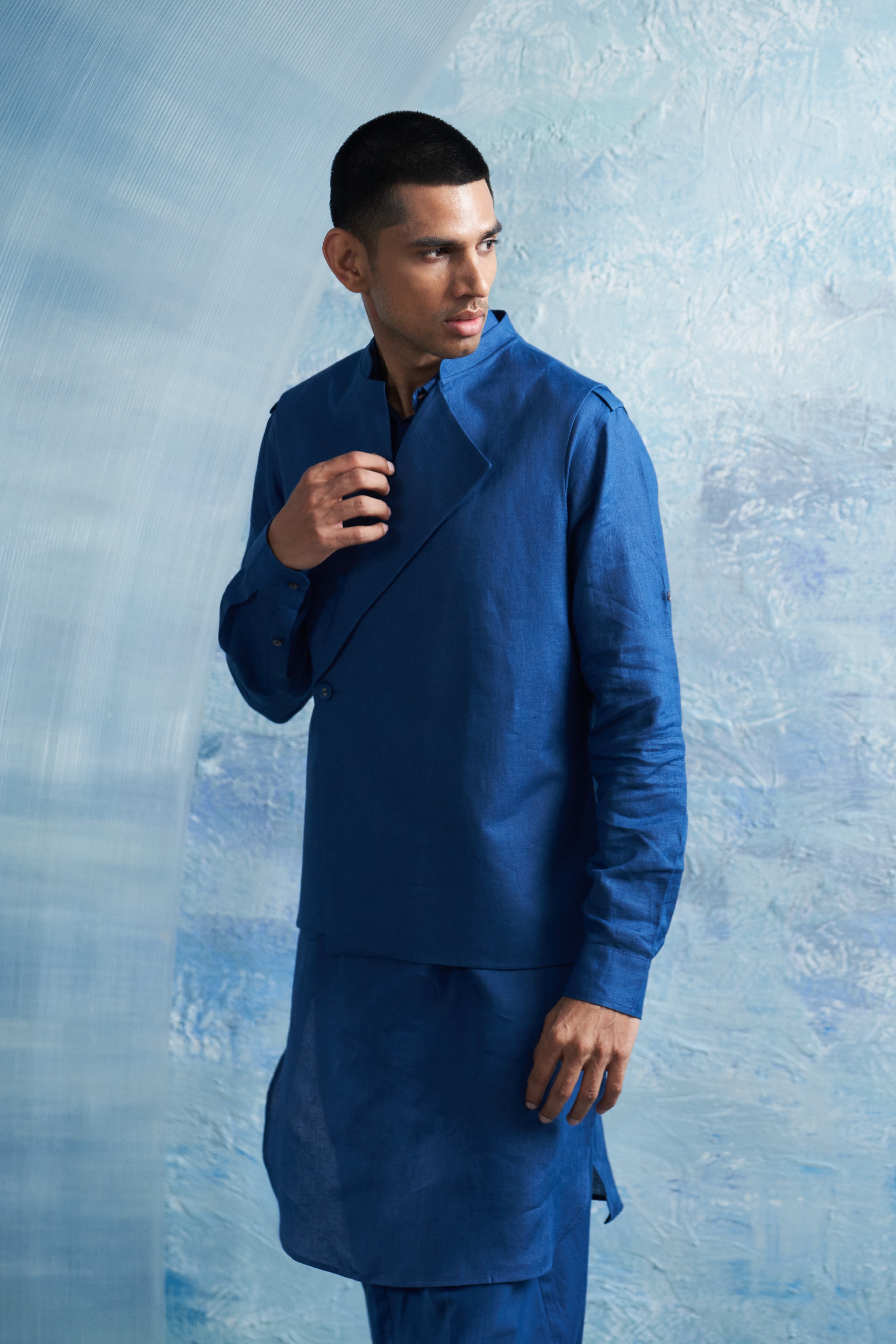 CY Charkhee Aura Royal Blue Overlap Jacket Side 2