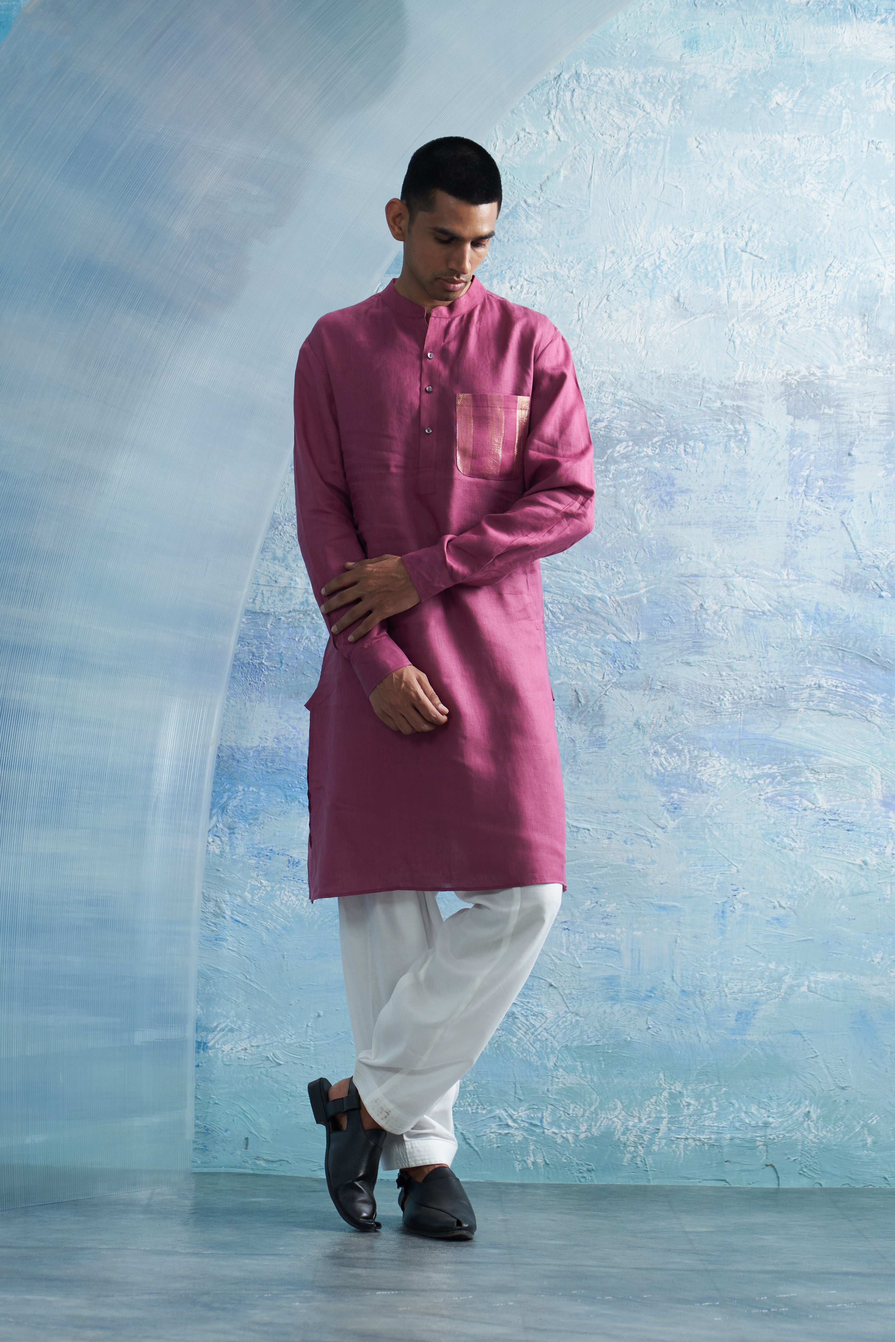 CY Charkhee Aura Grape Pink Straight Kurta Front 2