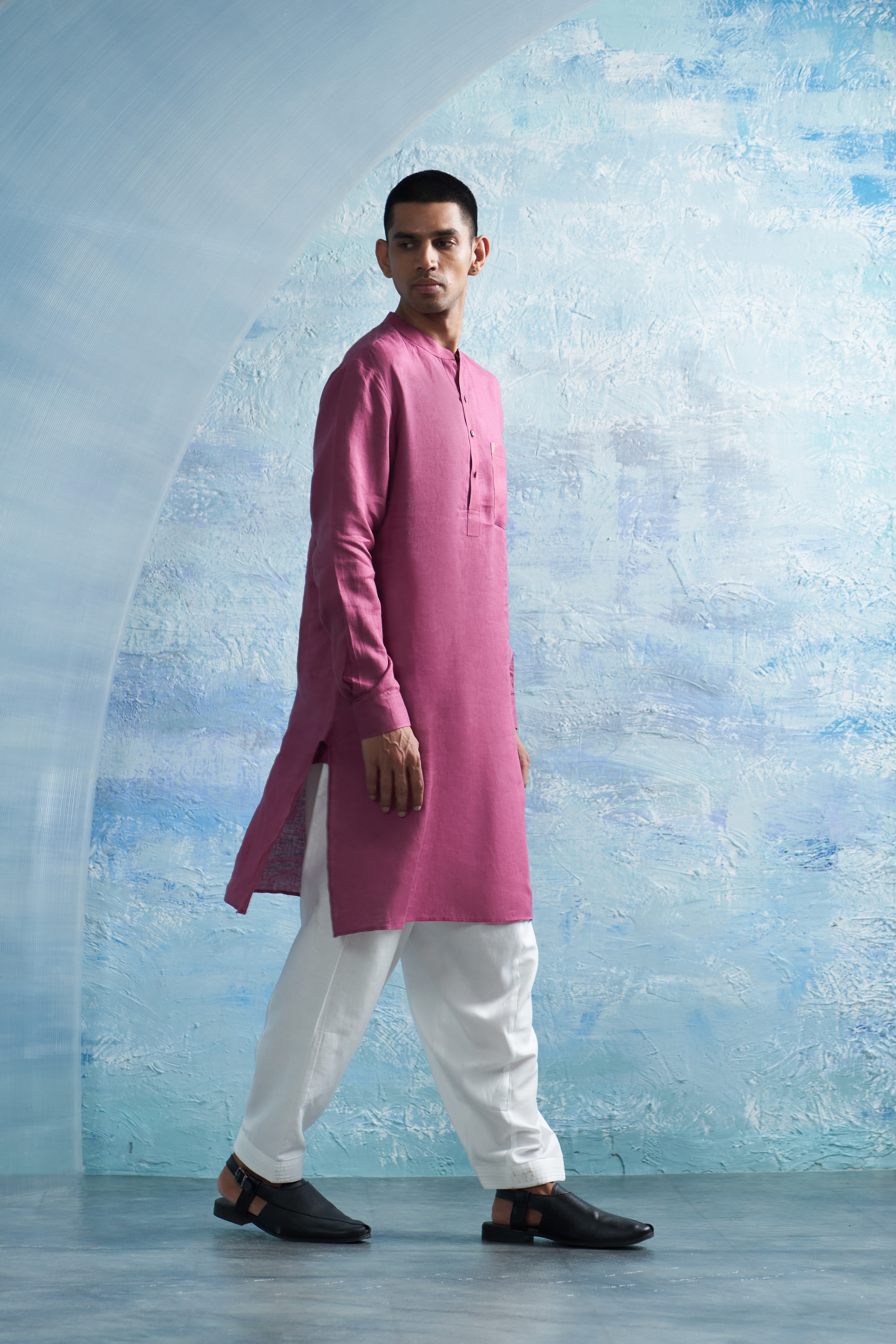 CY Charkhee Aura Grape Pink Straight Kurta Side 1