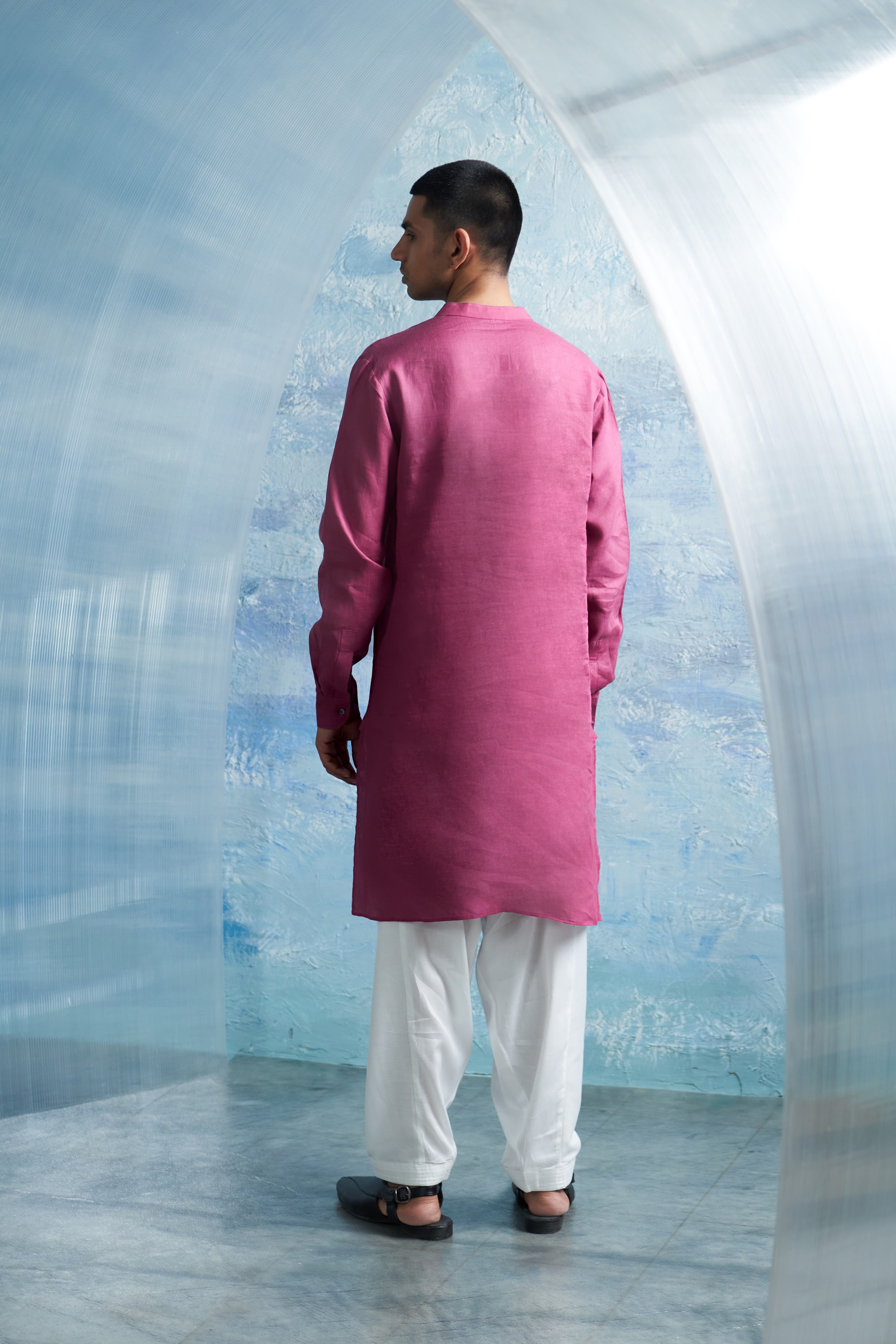 CY Charkhee Aura Grape Pink Straight Kurta Back 1