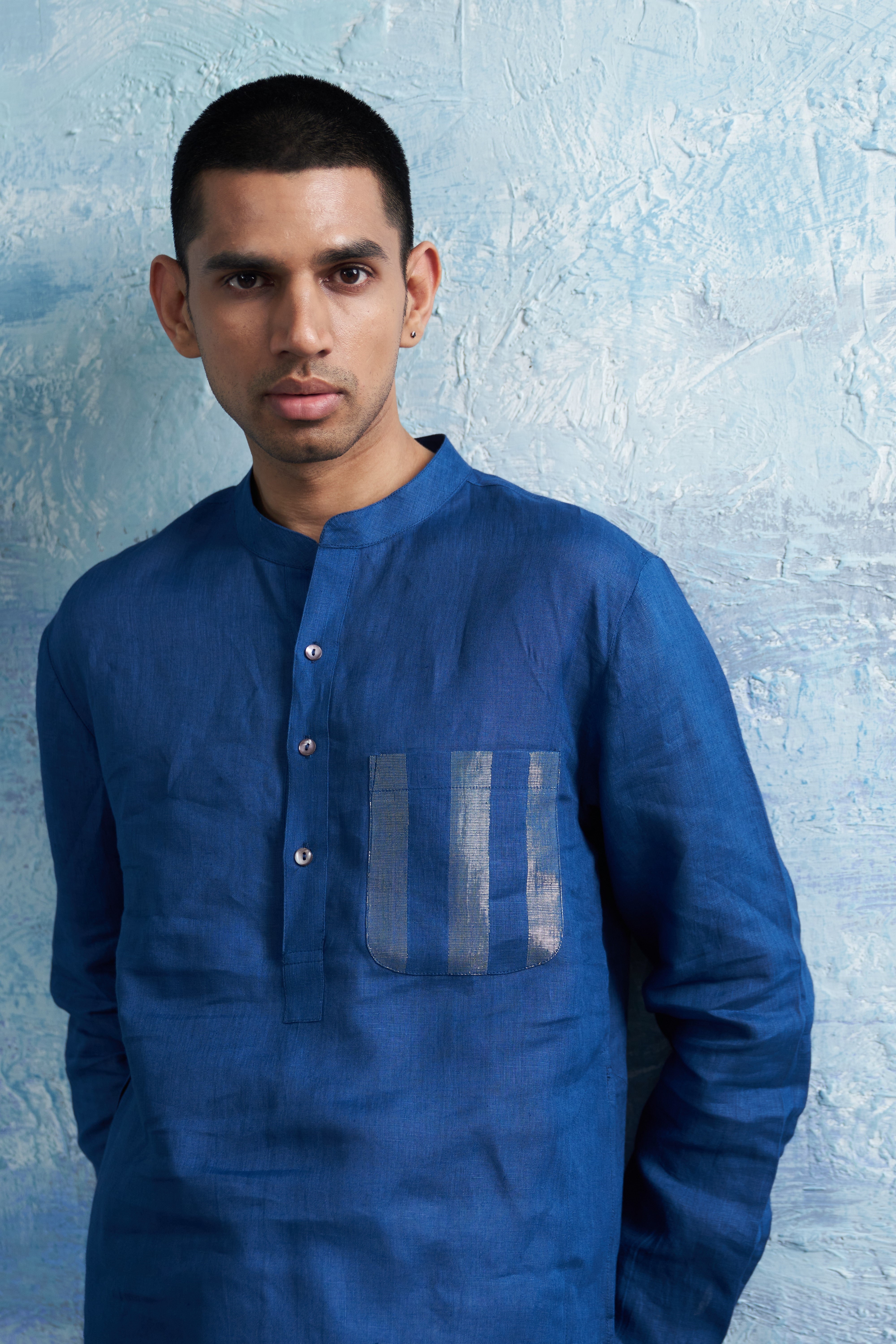 CY Charkhee Royal Blue Straight Kurta Closeup 1