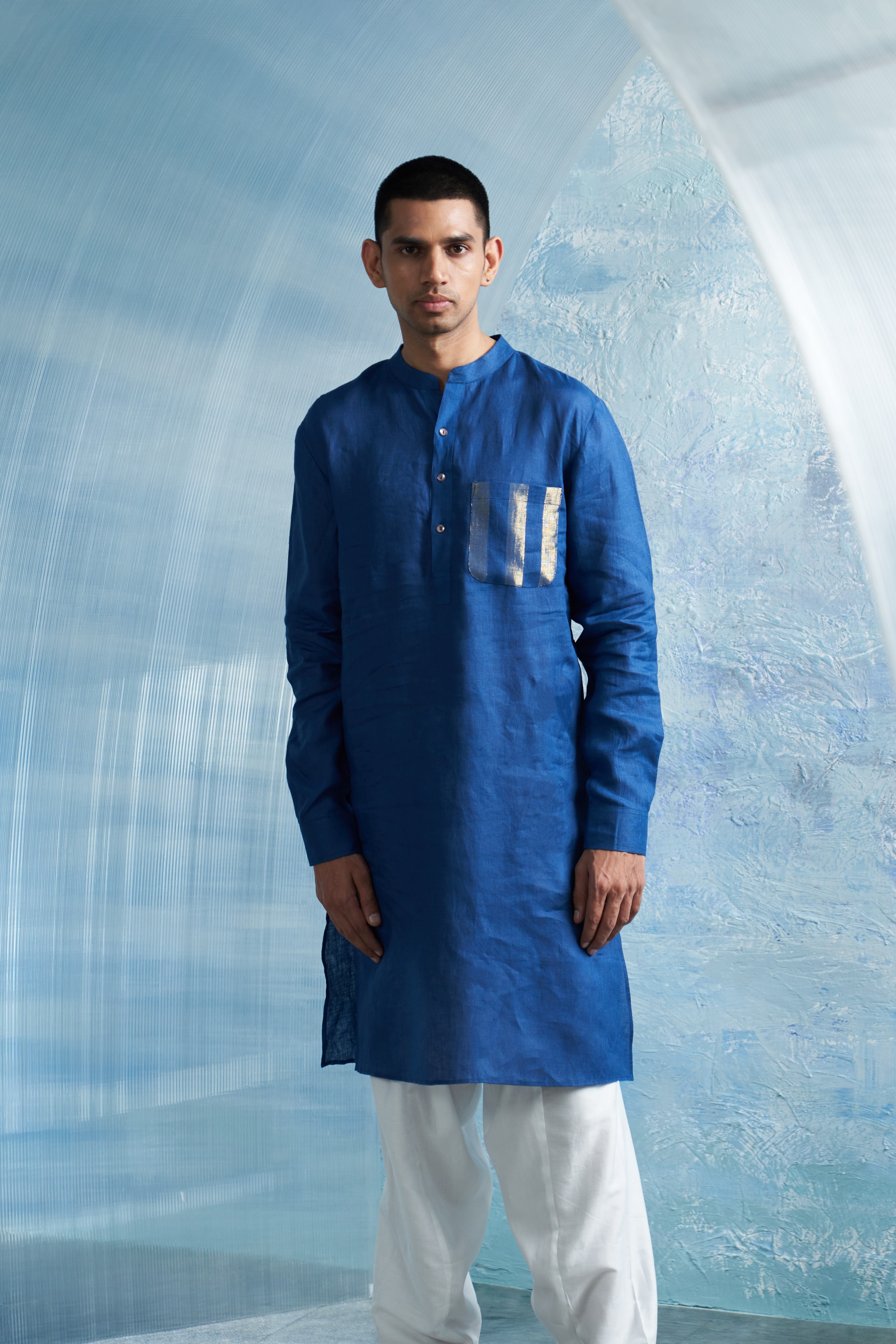 CY Charkhee Royal Blue Straight Kurta Front 1