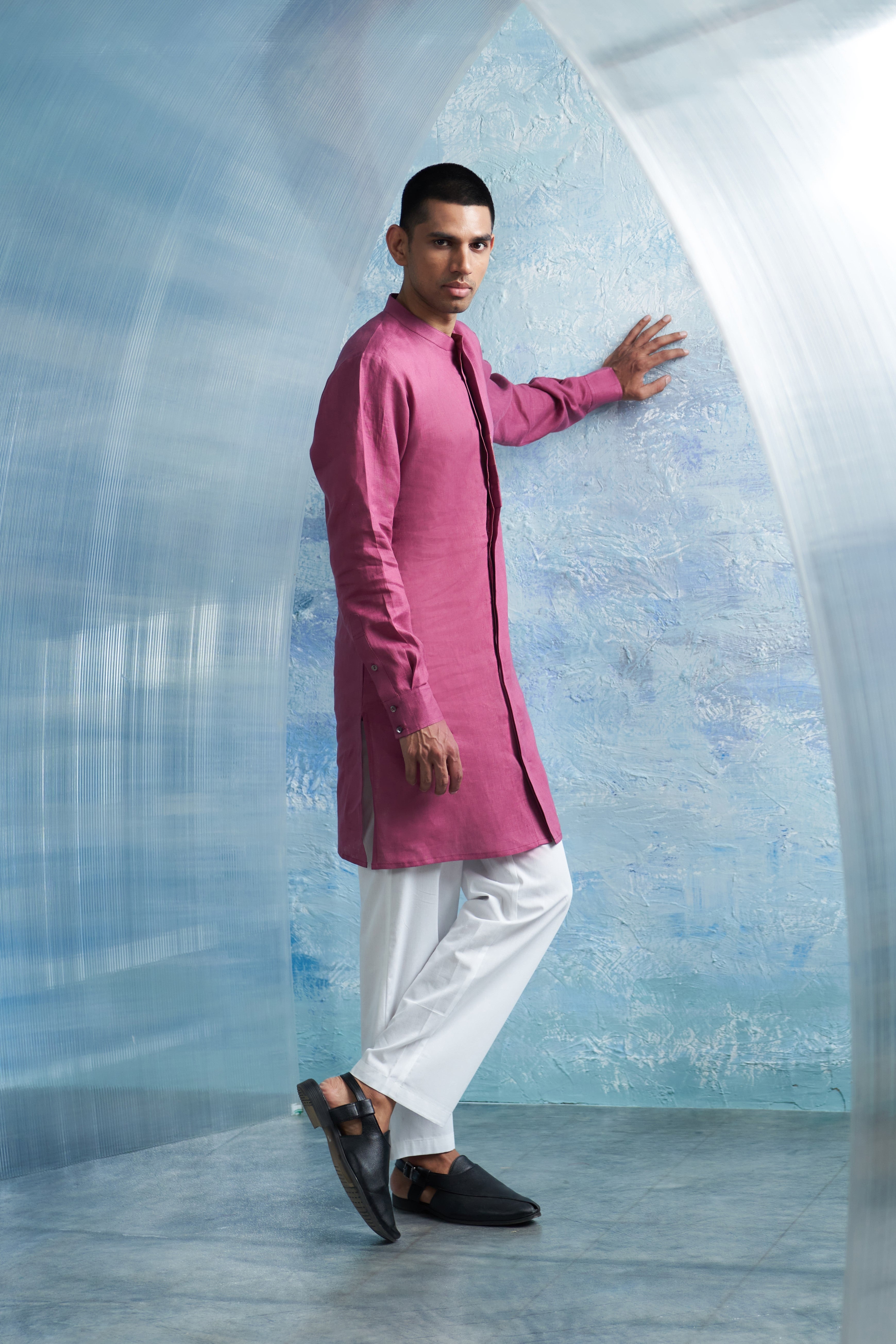 CY Charkhee Grape Pink Placket Kurta Side 1