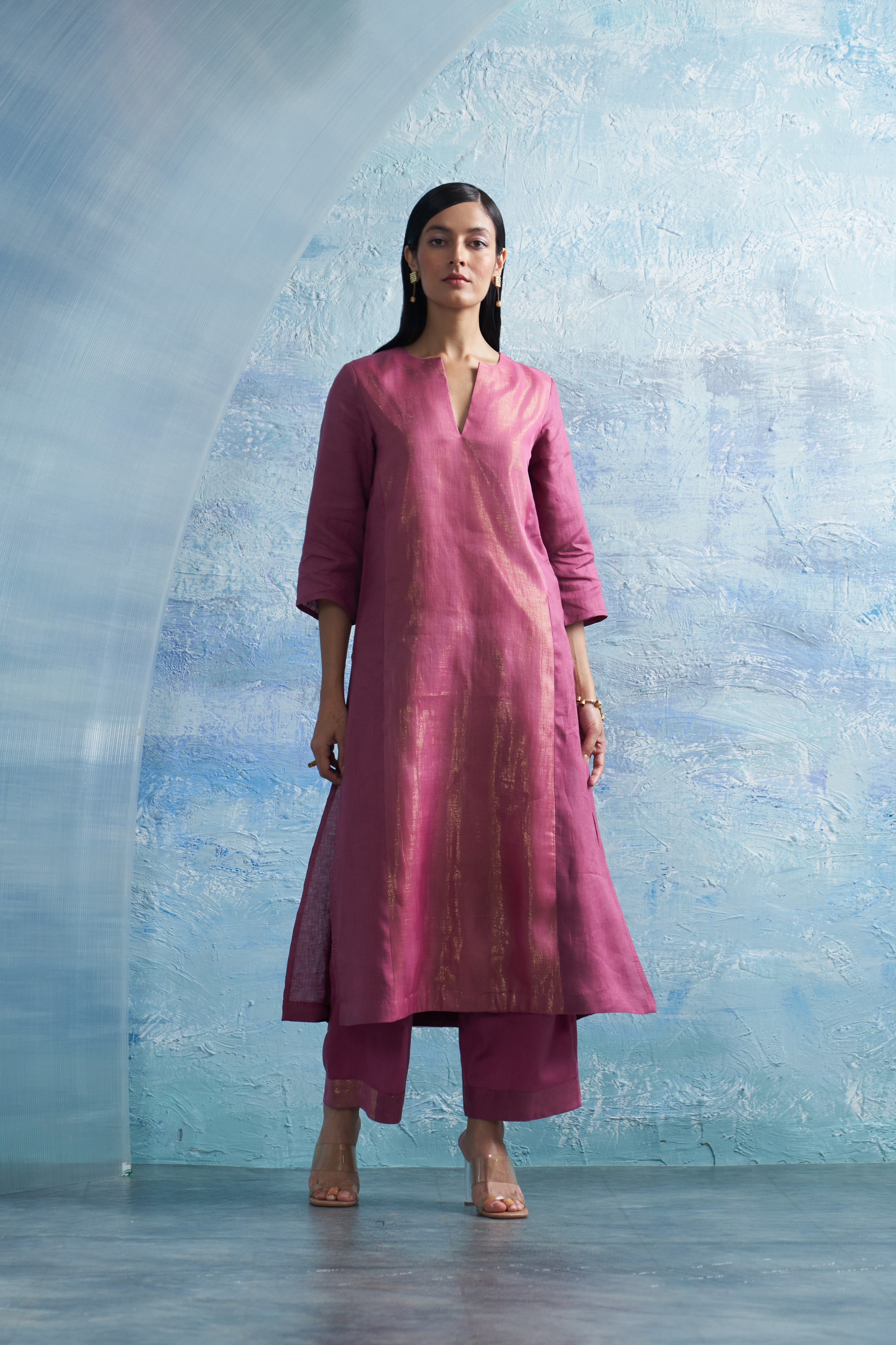 CY Charkhee Aura Grape Pink Kurta Front 2