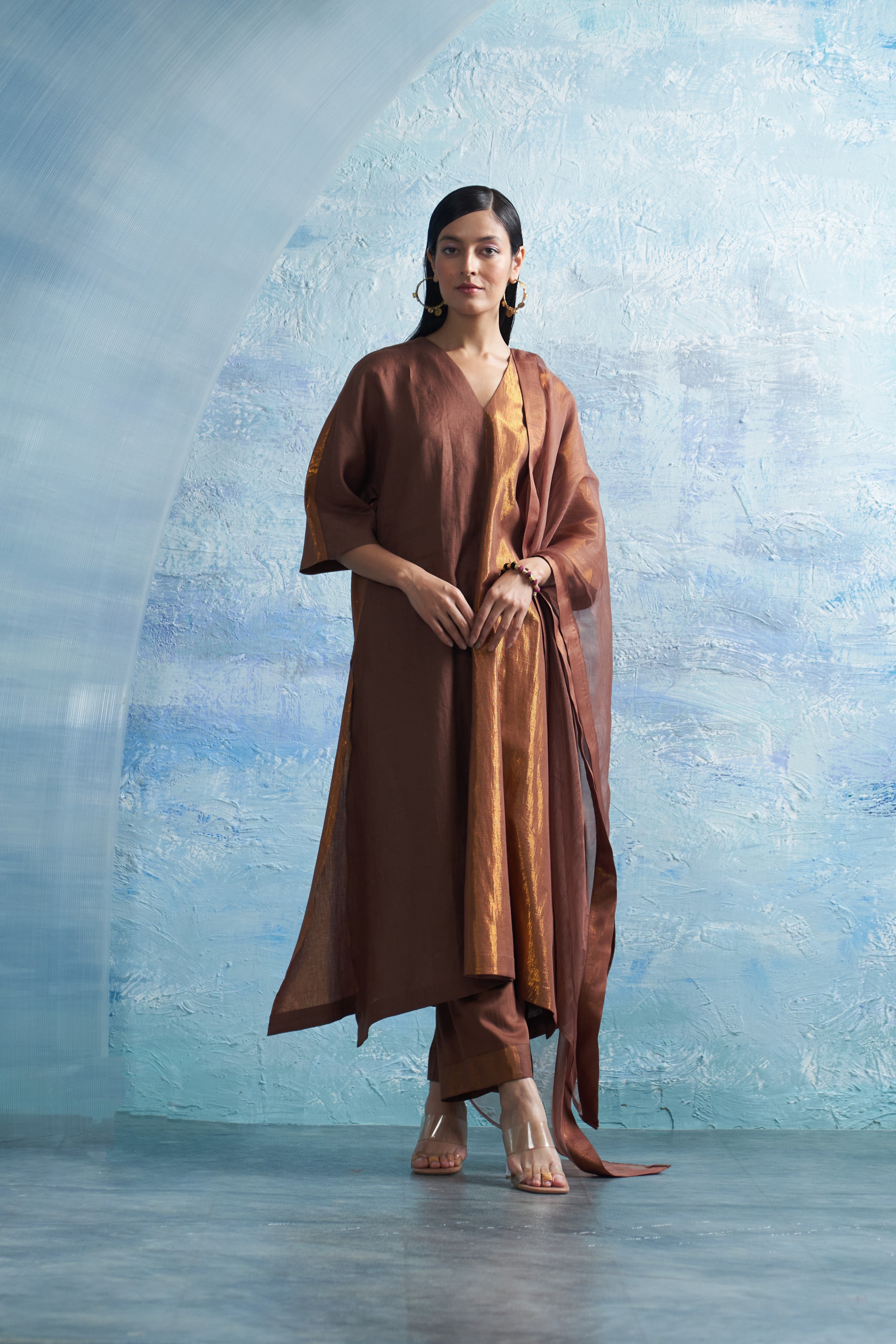 CY Charkhee Aura Woody Brown Kurta Front 2