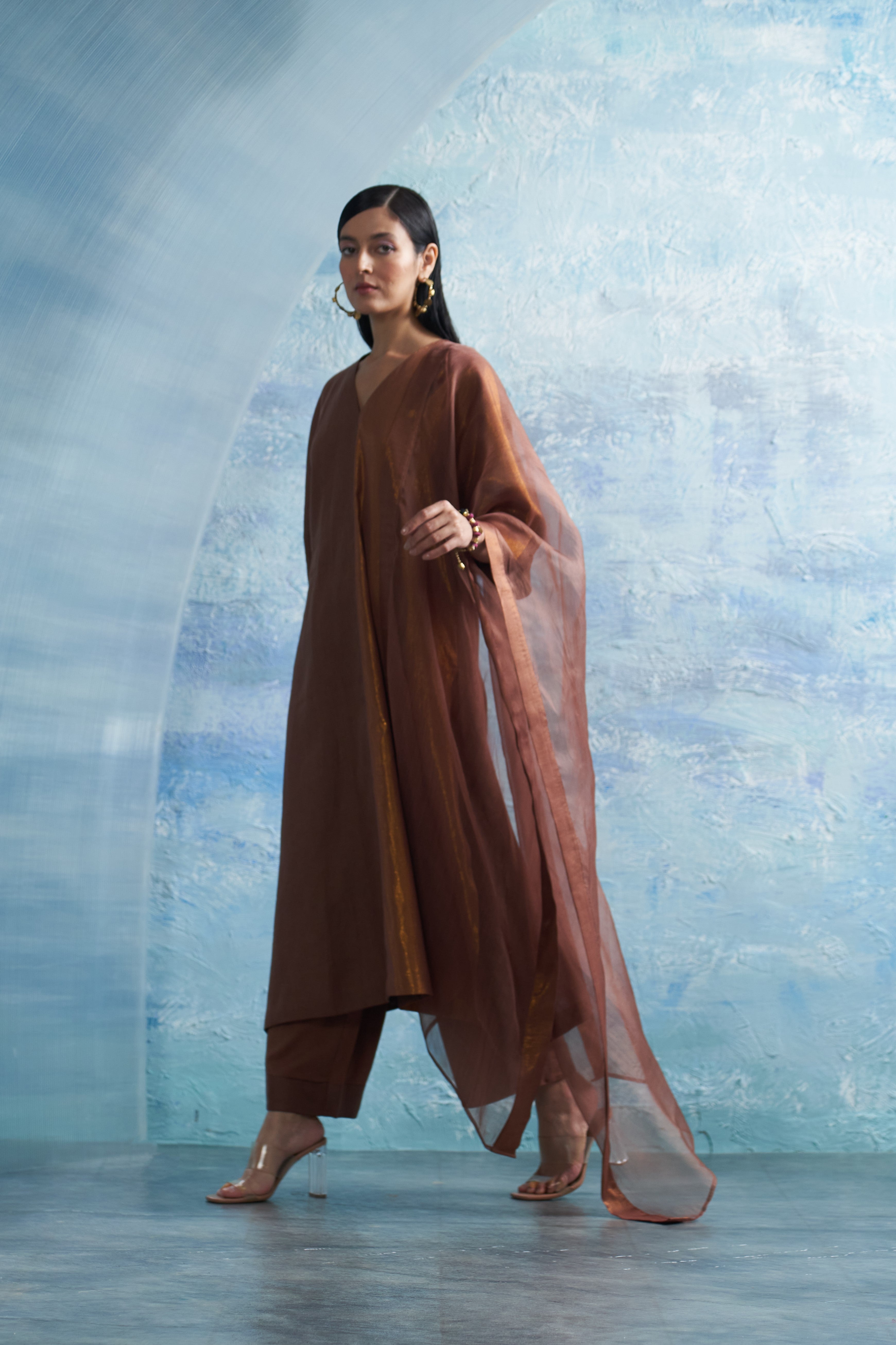 CY Charkhee Aura Woody Brown Kurta Side 1