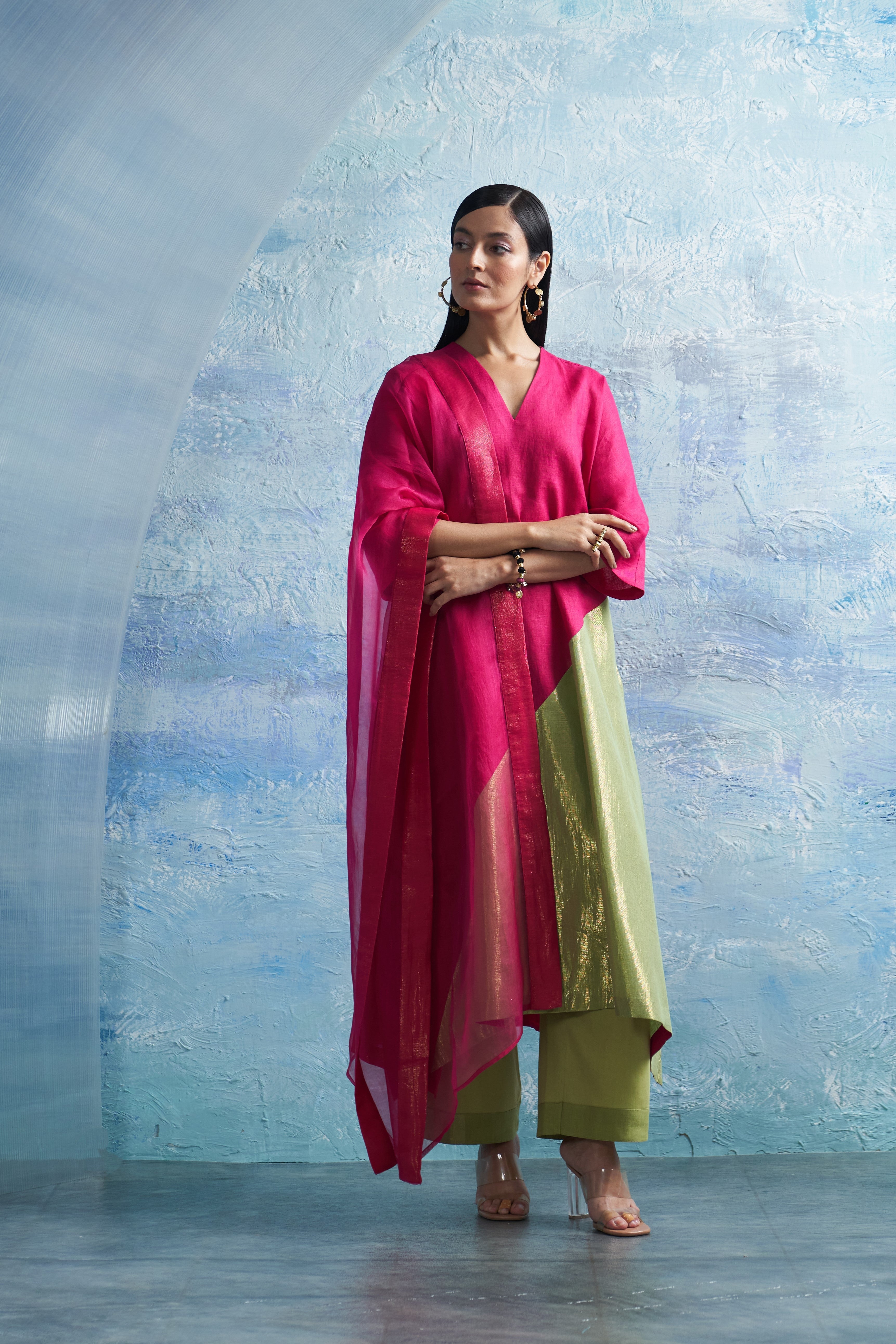 CY Charkhee Aura Asymmetric Kurta Front 3