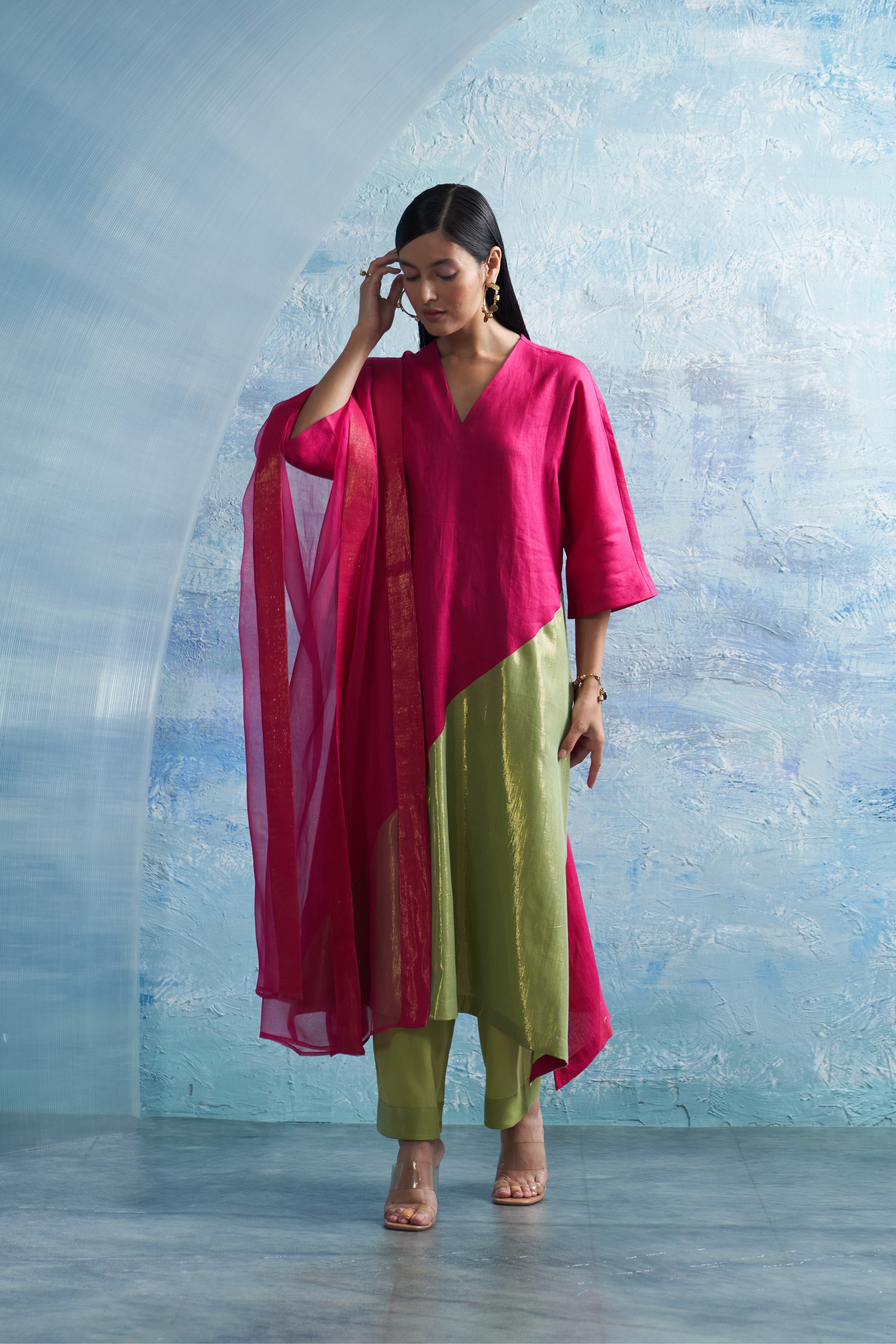 CY Charkhee Aura Asymmetric Kurta Front 1