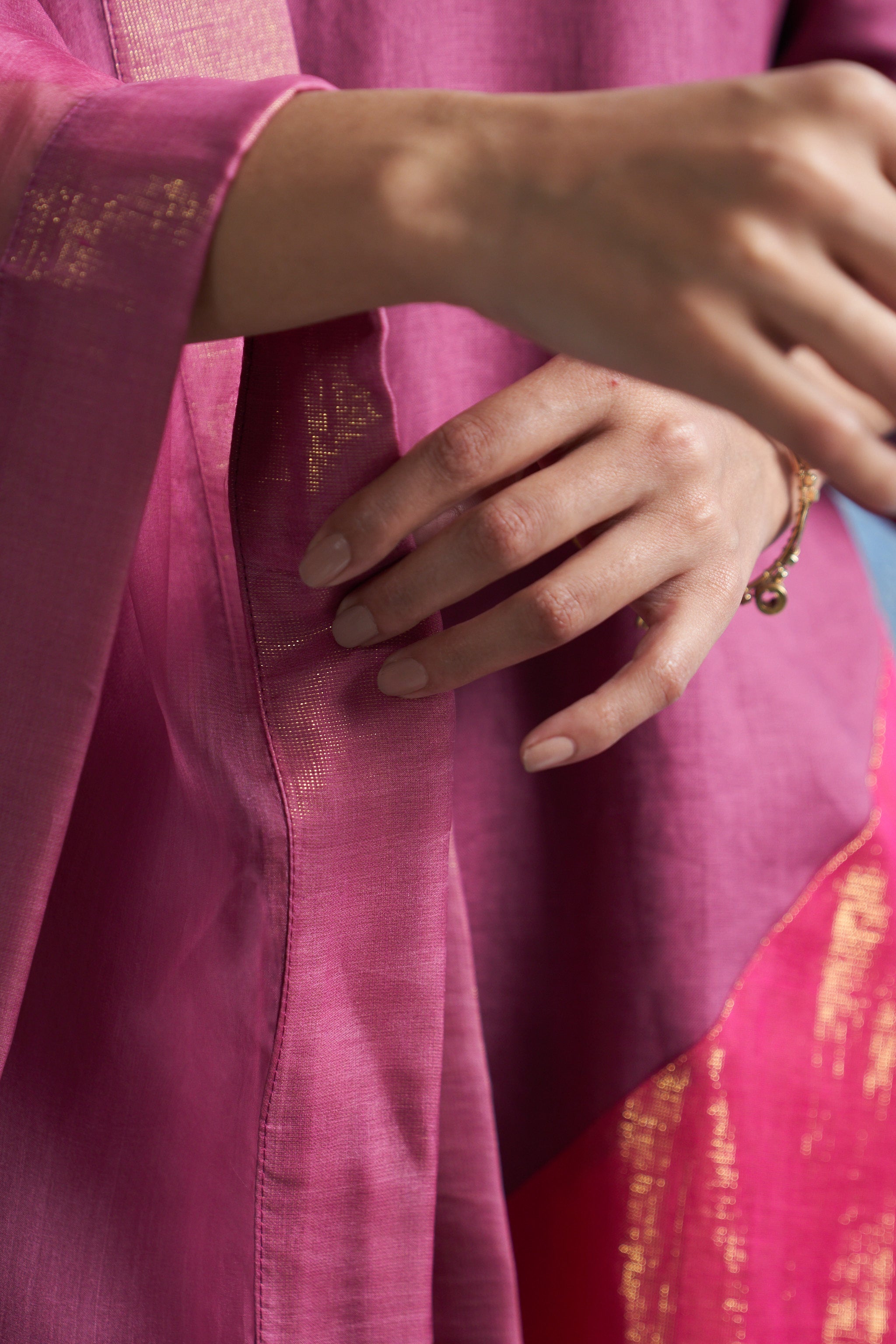 CY Charkhee Grape Pink Asymmetric Kurta Closeup 2