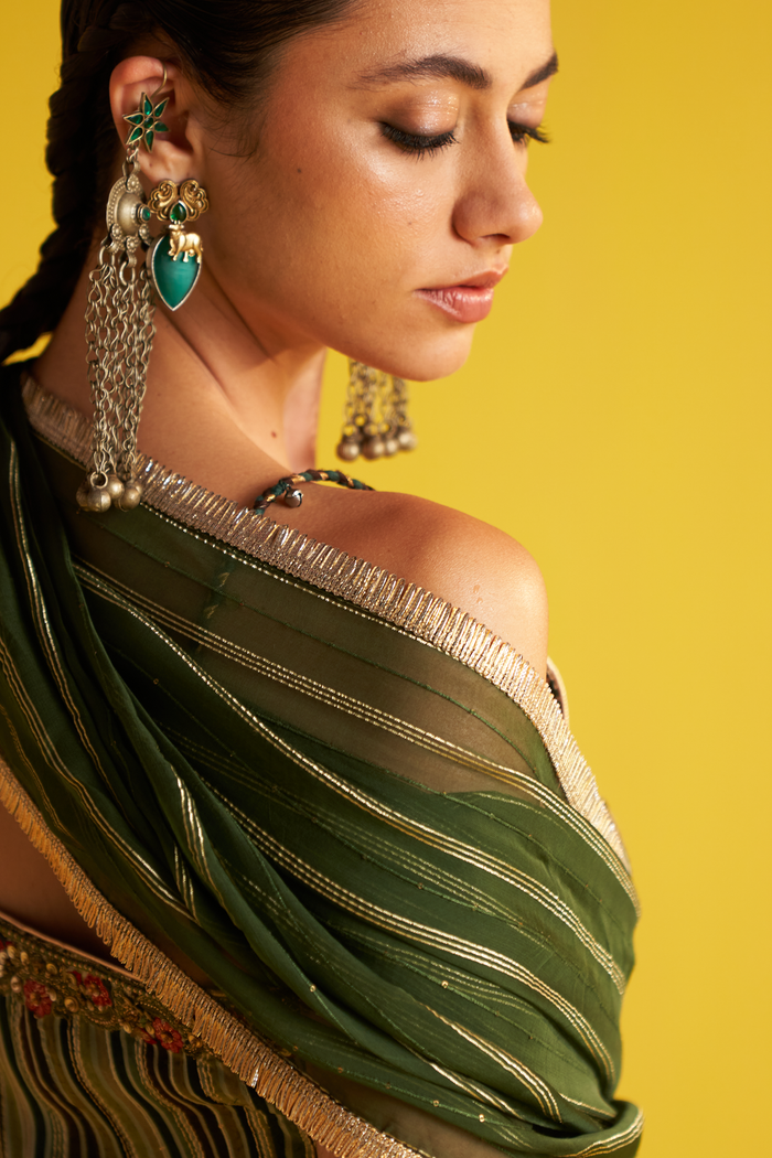 CY Studio Bagechaa Reema Green Sharara Set Closeup 2