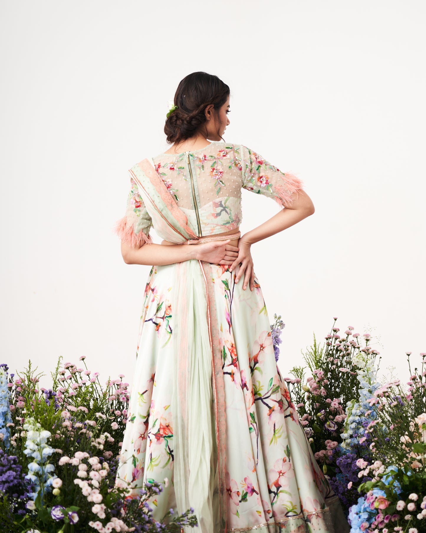 Lilium-Creme De Mint Lehenga Set