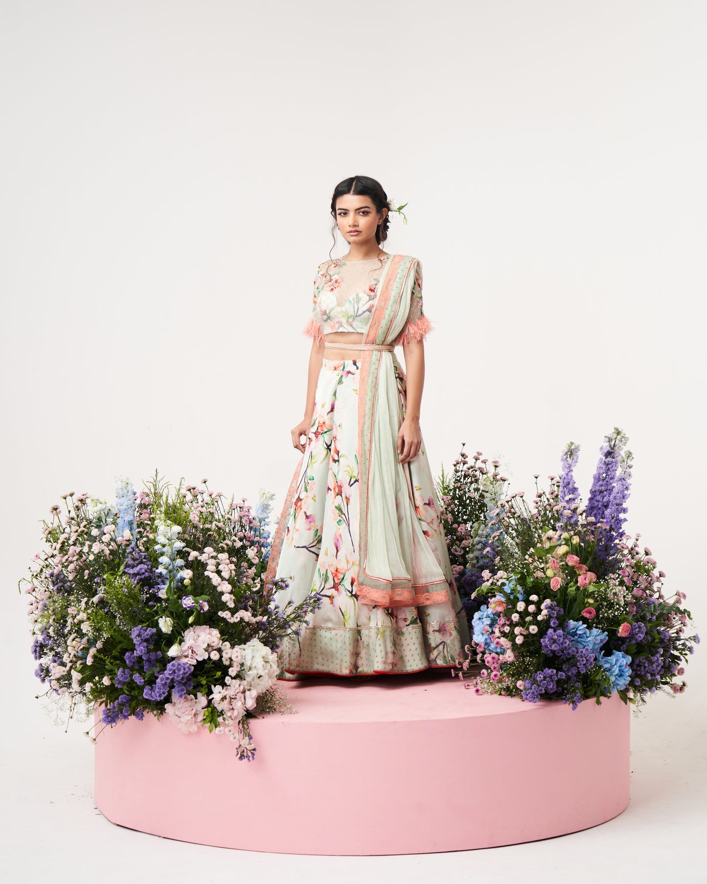 Lilium-Creme De Mint Lehenga Set