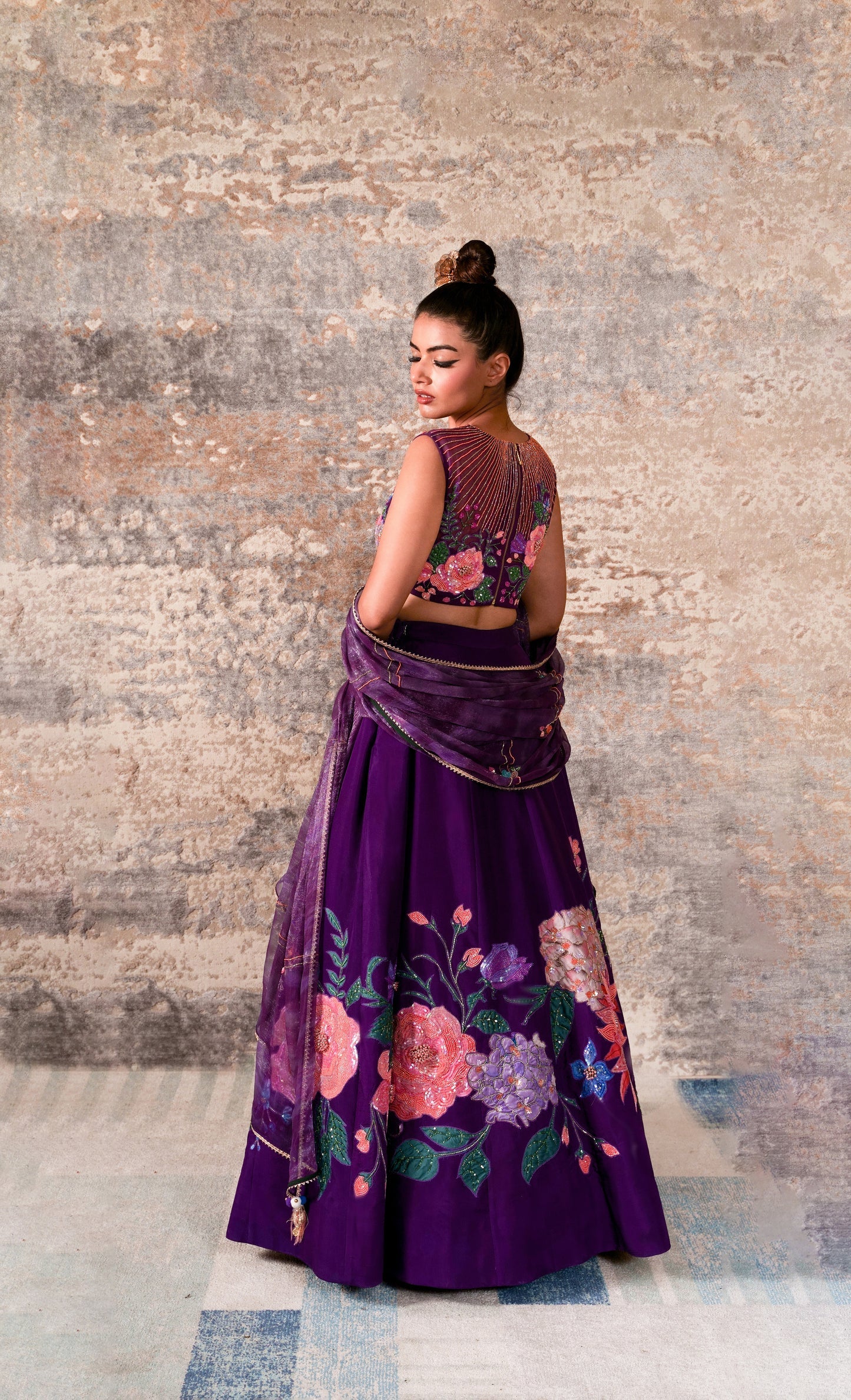 Azelie-Nakshatra Purple Haze Hand Embroidered Lehenga