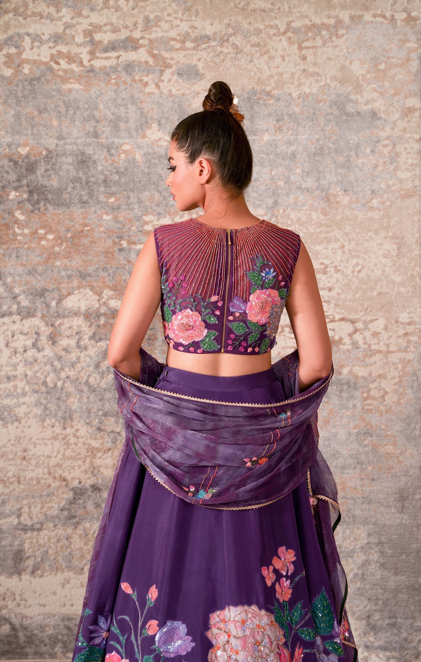 Azelie-Nakshatra Purple Haze Hand Embroidered Lehenga