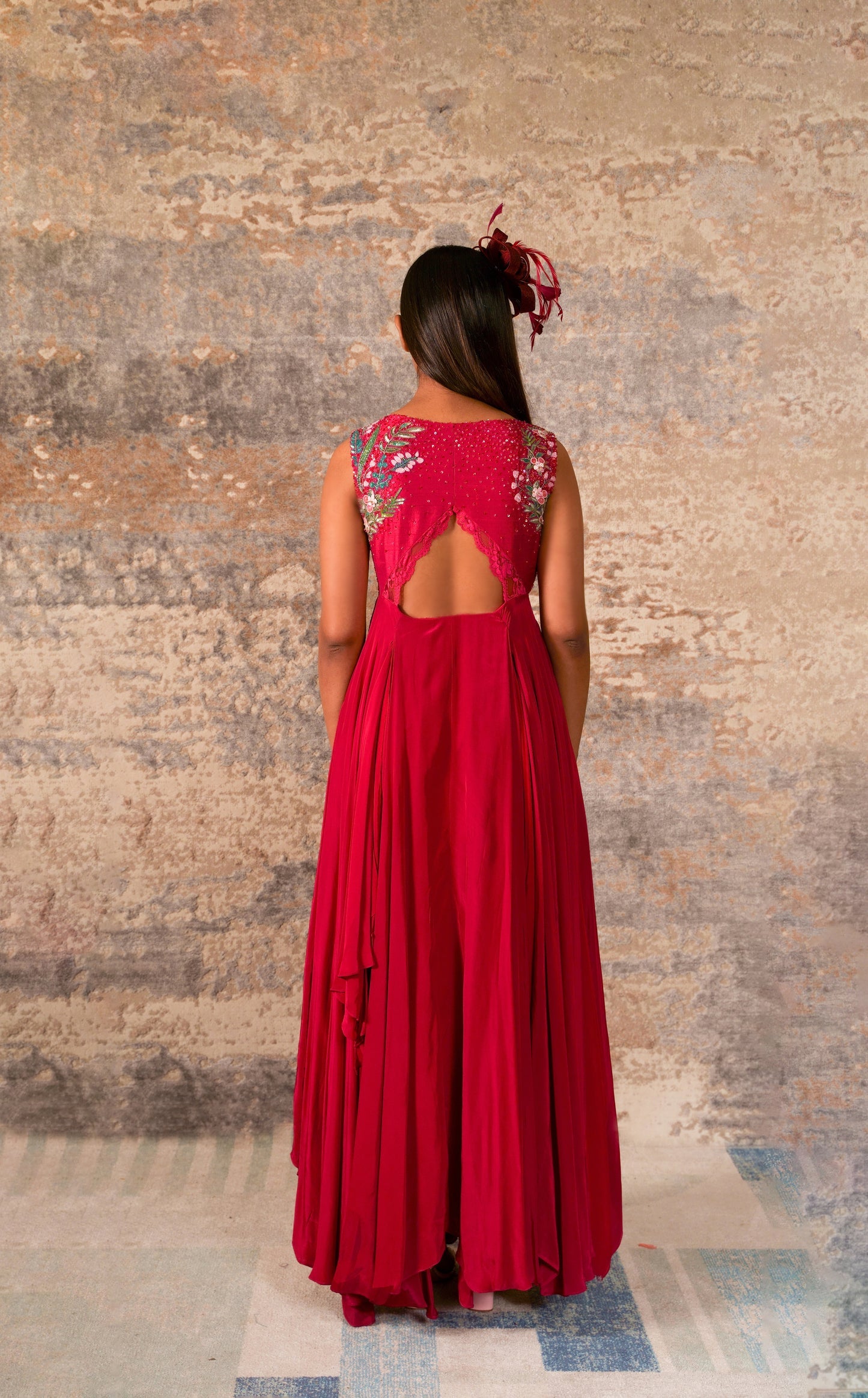 Cascade-Fuchsia Pink Embroidered Dress