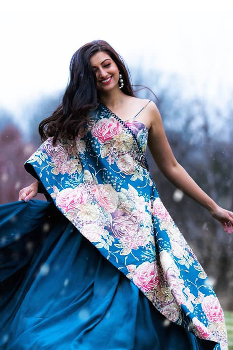 Hamsa Nandini In Cape And Lehenga Set