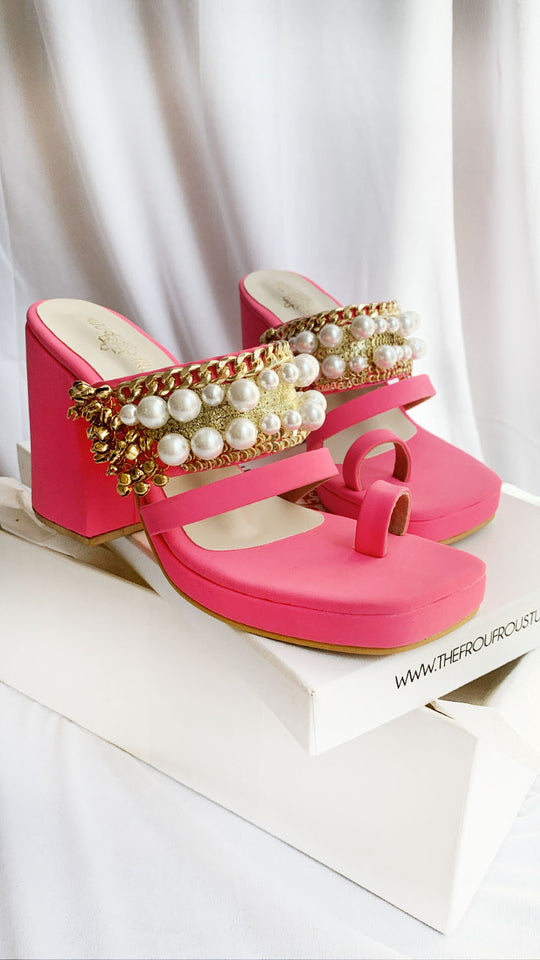 Isadora Charm Block Heels - Powder Pink