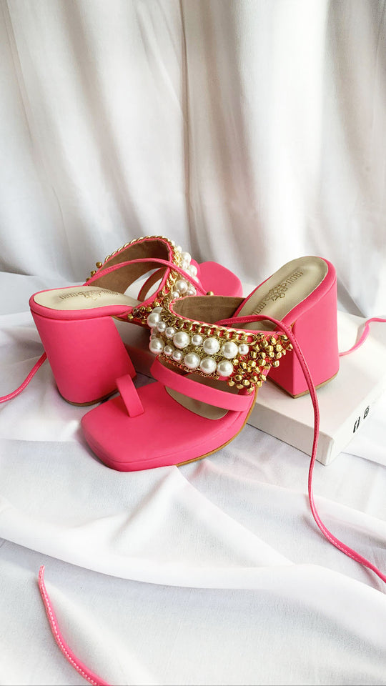 Isadora Charm Block Heels - Powder Pink