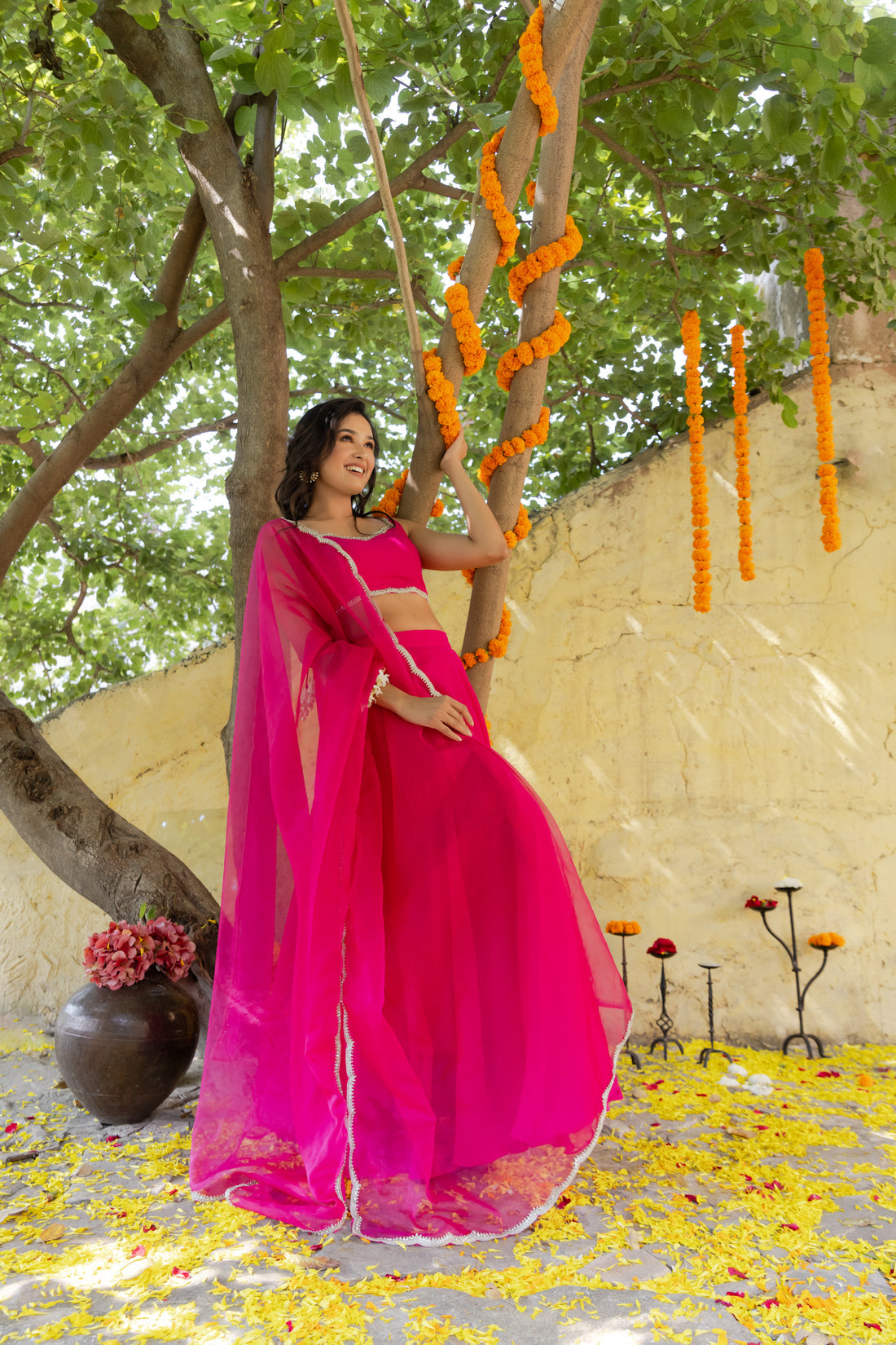 Rani Magenta Pink Detailed Lehenga Set