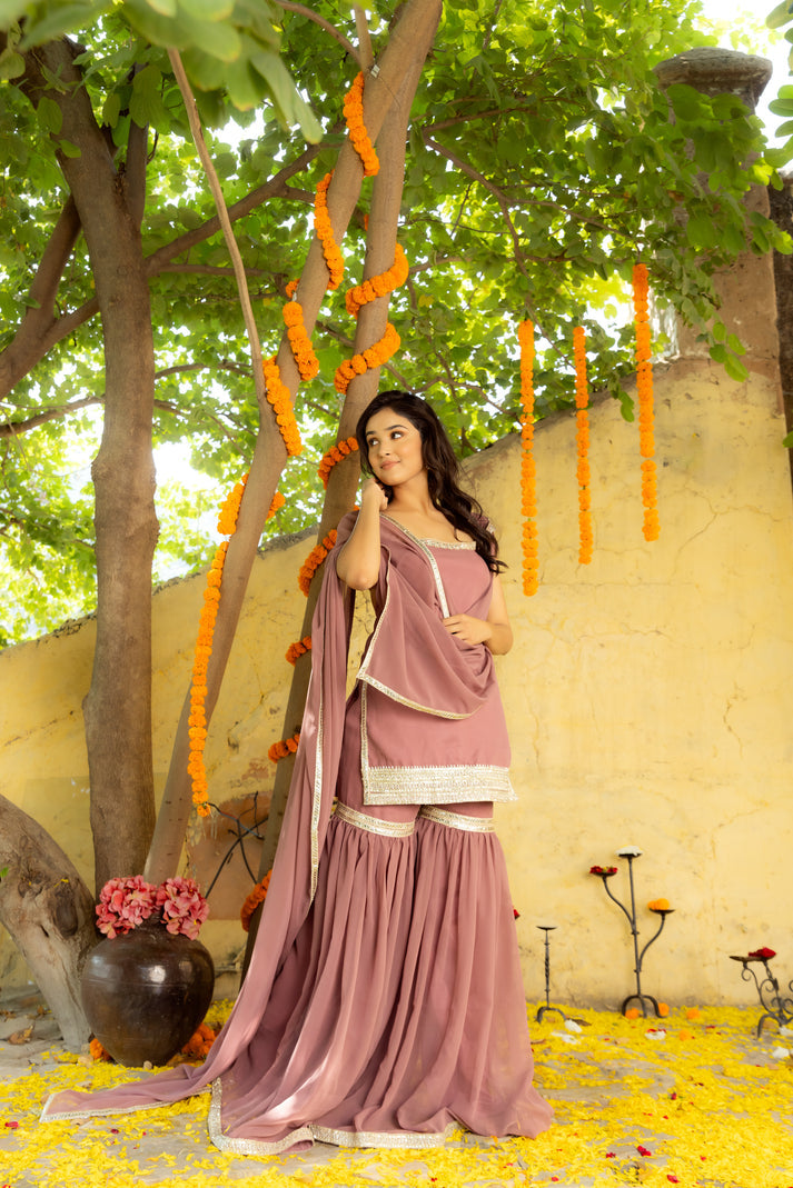 Avya Mauve Detailed Sharara Set