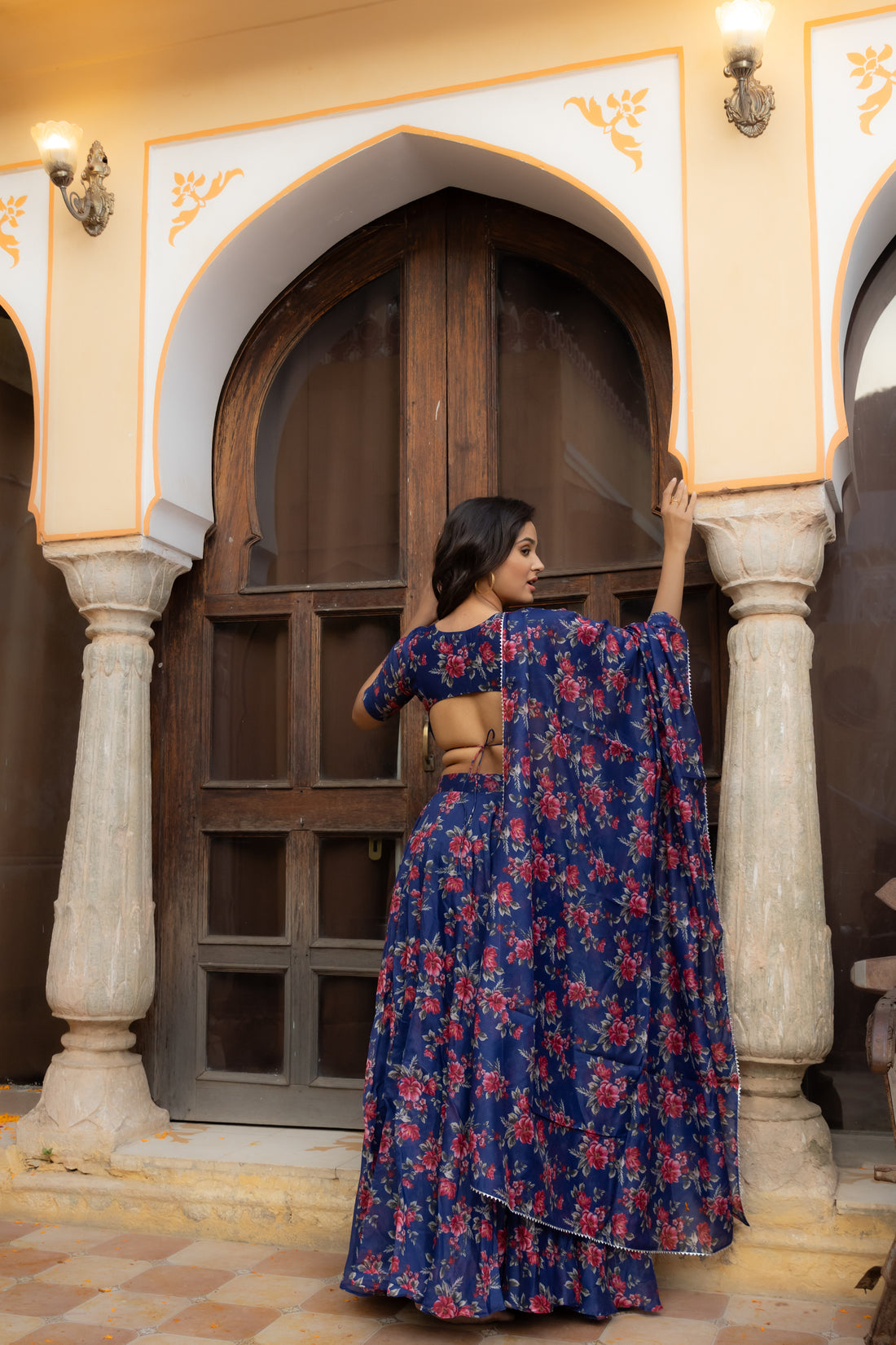 Saira Blue Floral Printed Lehenga Set