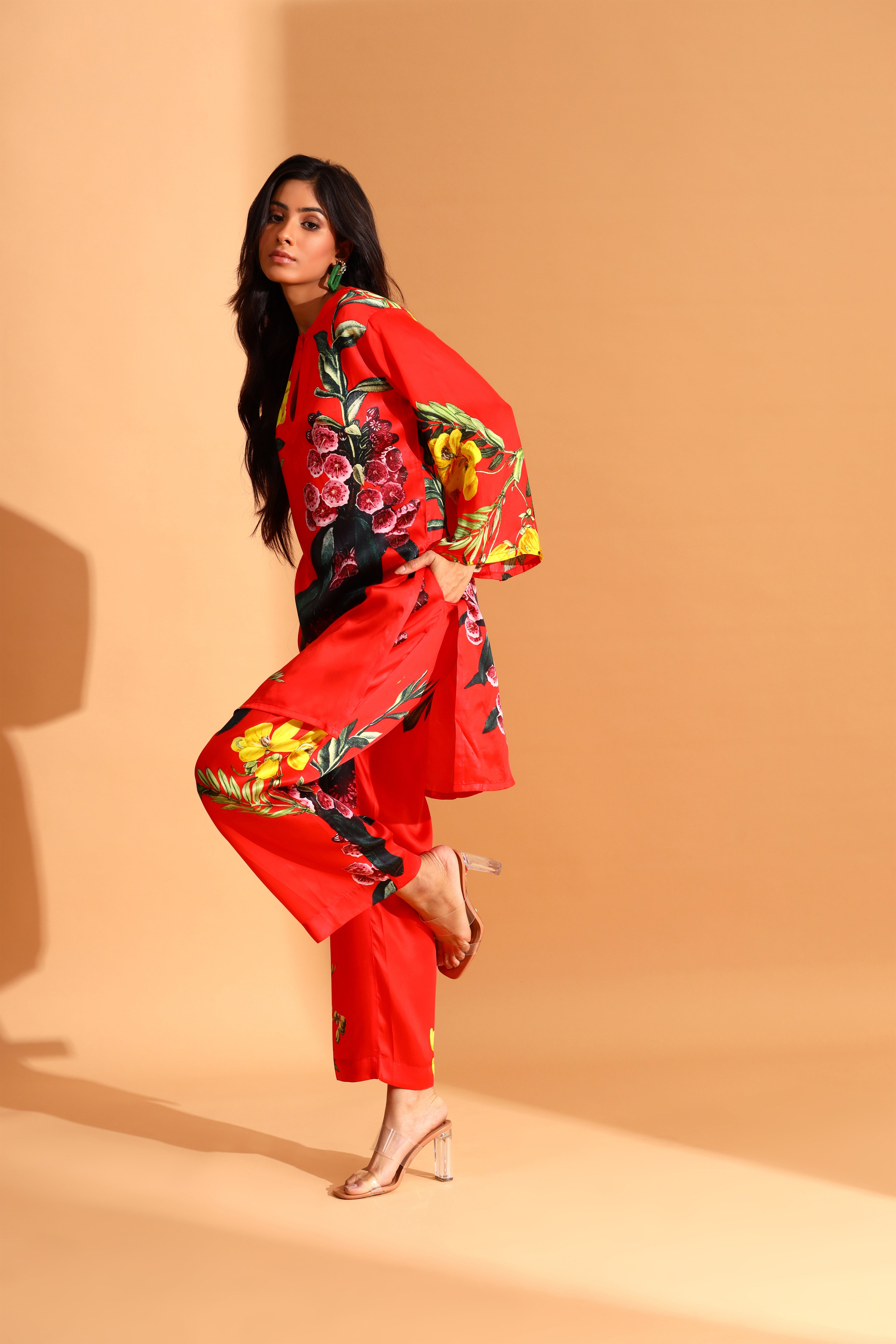 Moh India - Poppies Tunic & Trousers Co-ords Set