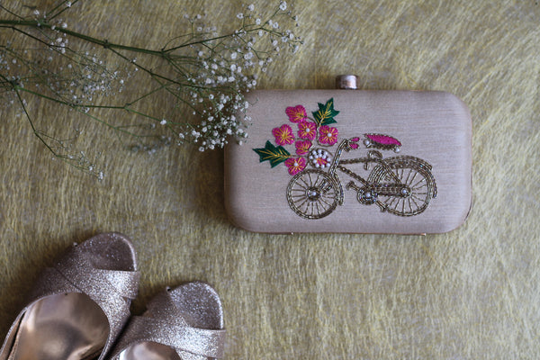 Avanche by Janhavi - Vintage Cycle Hand Embroidered Clutch