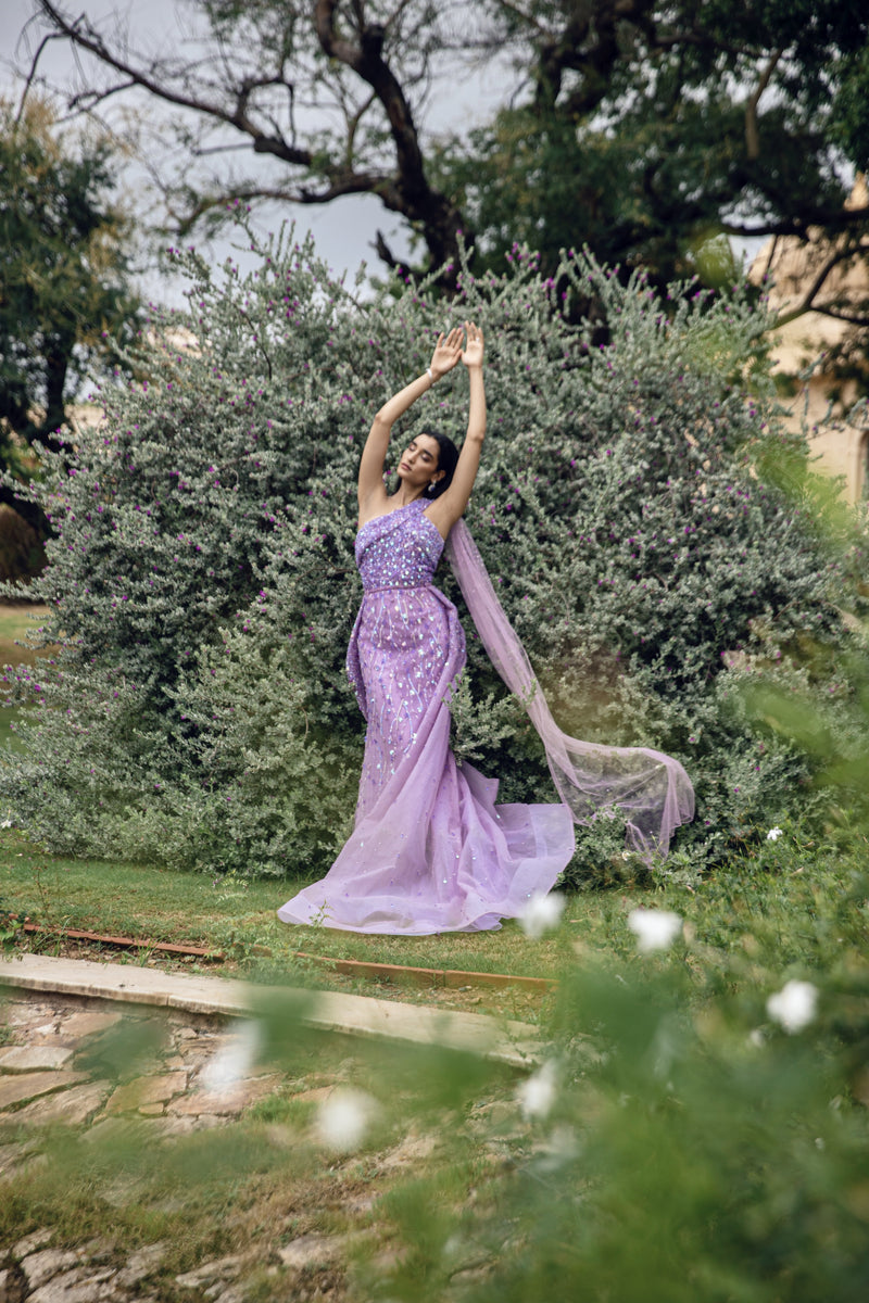 Amit GT - Lilac One Shoulder Gown