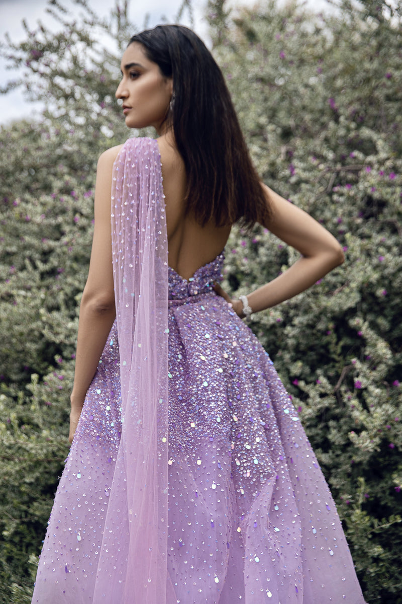 Amit GT - Lilac One Shoulder Gown