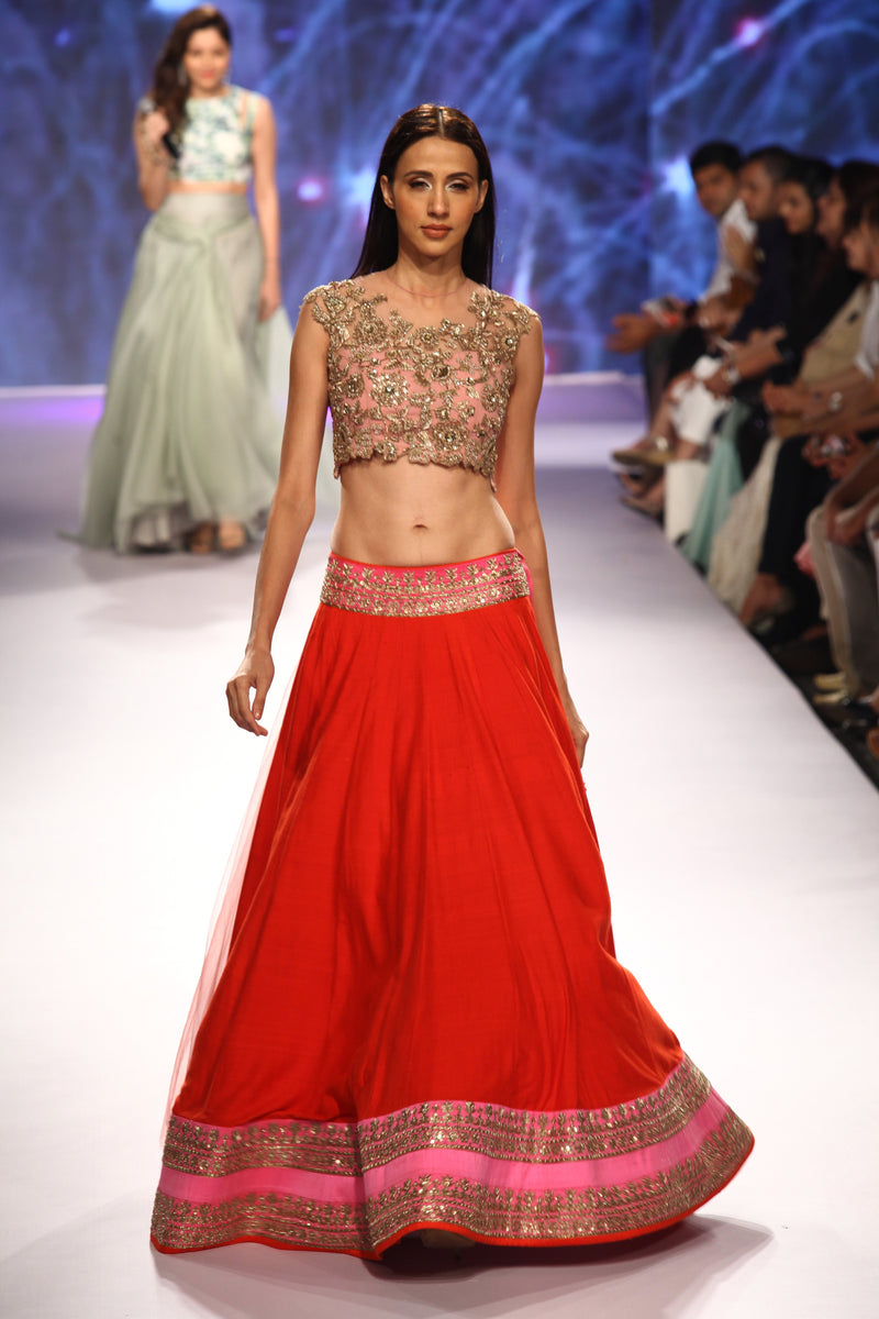 Shyamal and Bhumika Red Lehenga – Kuro Clothing India